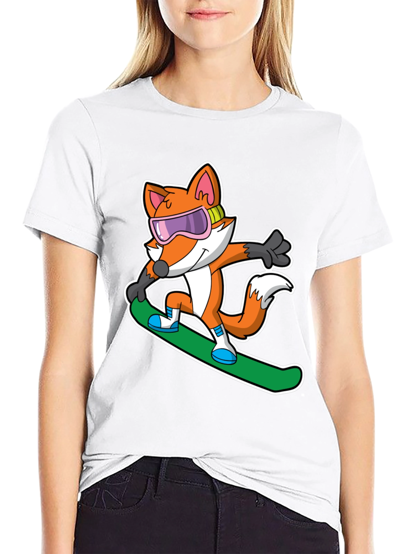 Fox Snowboarder T-Shirt - Cool Cartoon Animal Tee