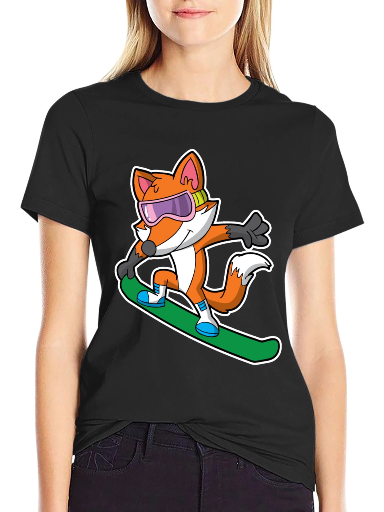 Fox Snowboarder T-Shirt - Cool Cartoon Animal Tee