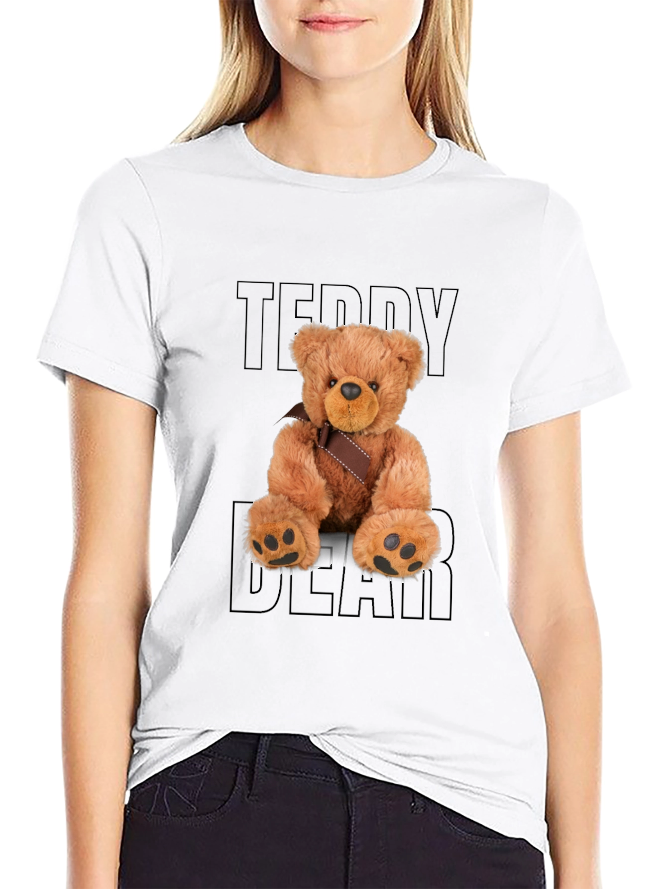 Teddy Bear Graphic Black T-Shirt