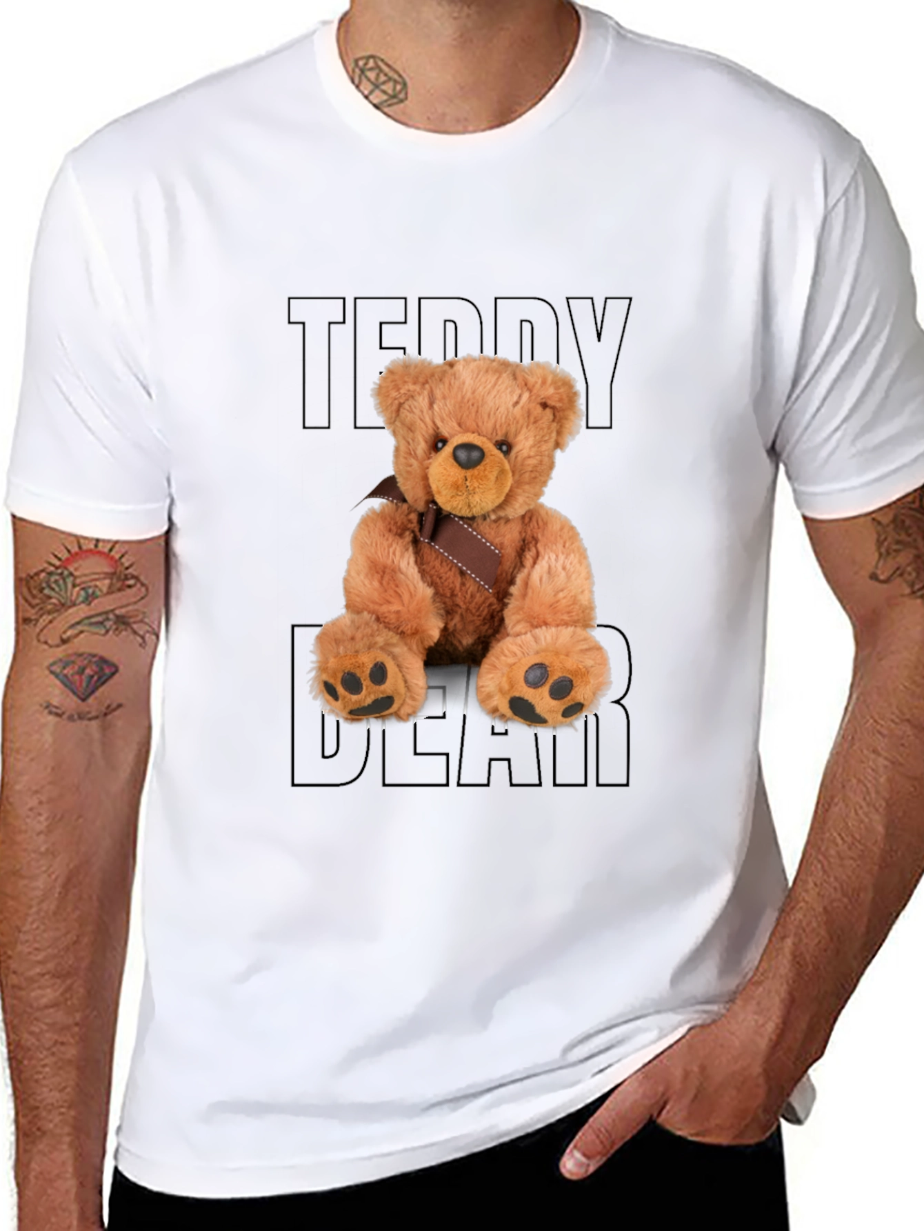 Teddy Bear Graphic Black T-Shirt
