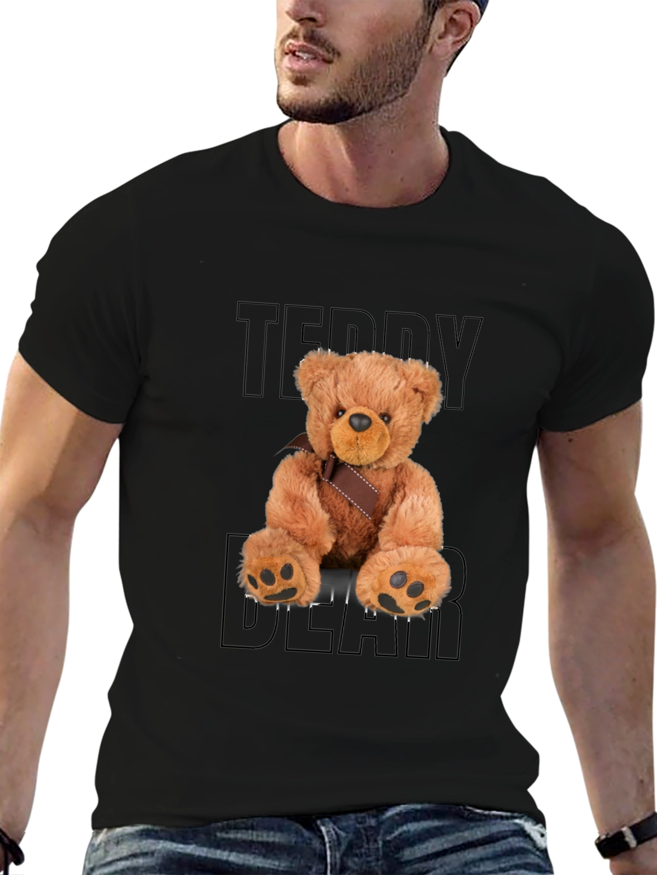 Teddy Bear Graphic Black T-Shirt