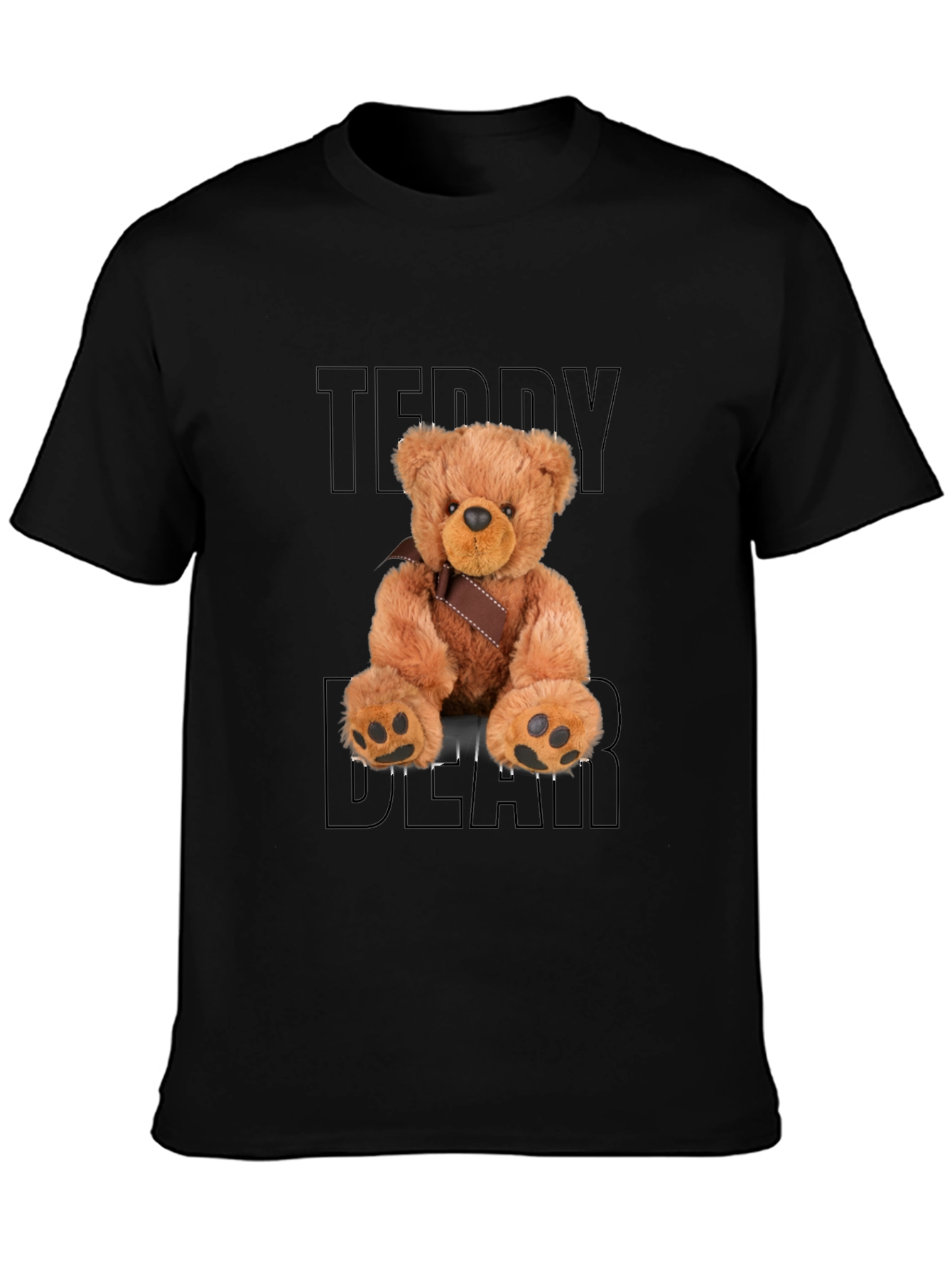 Teddy Bear Graphic Black T-Shirt