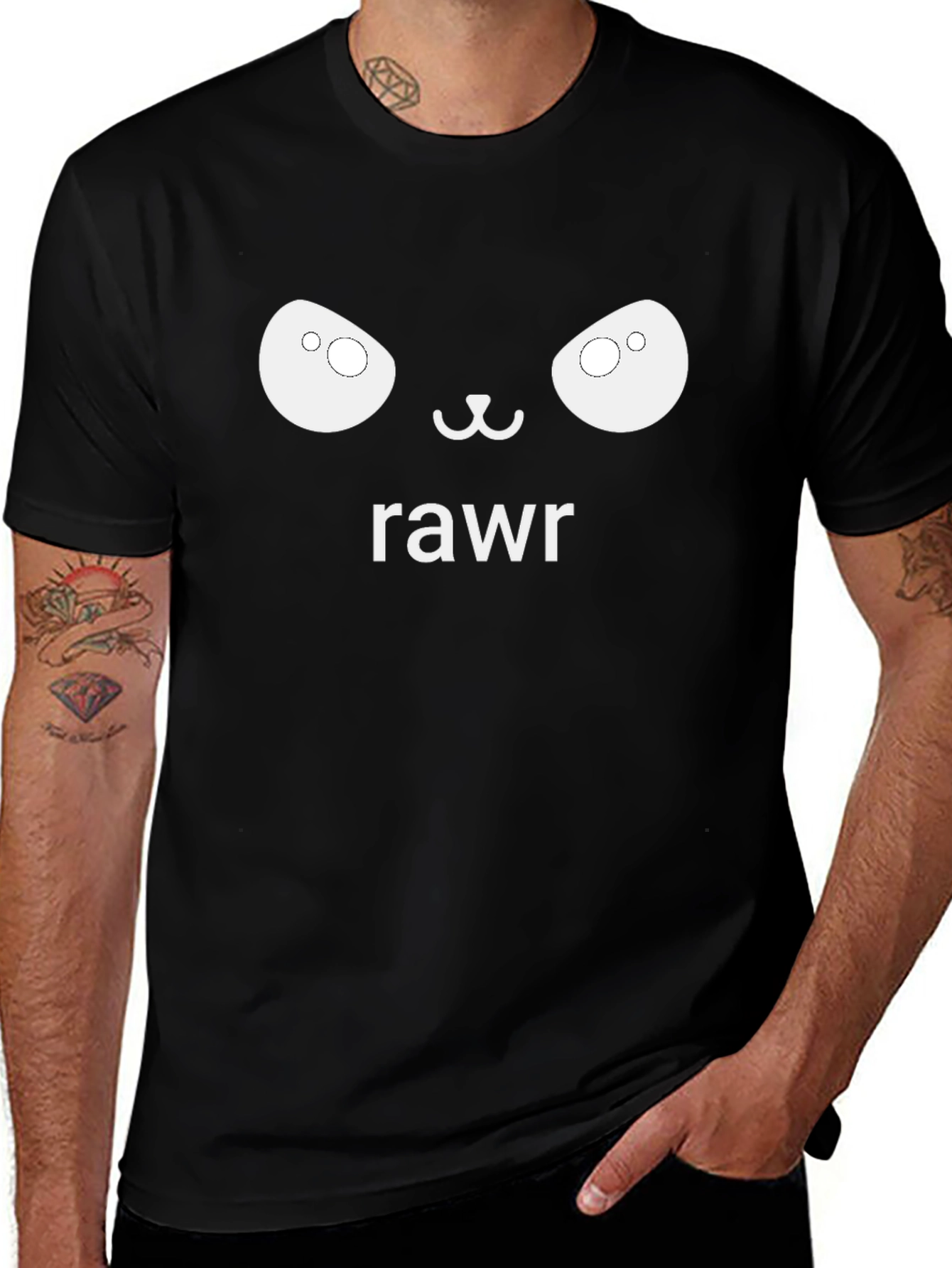 Rawr Bear Face Graphic T-Shirt - Black