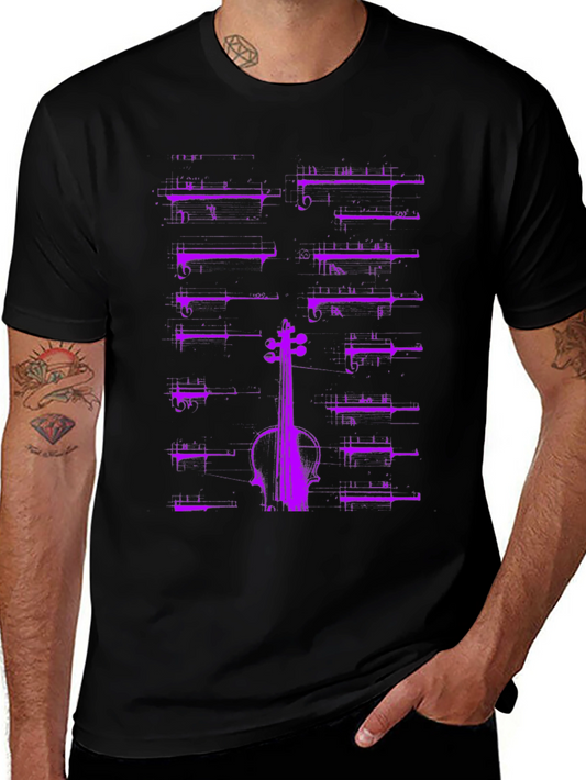 Musical Score Violin Graphic Tee - Black