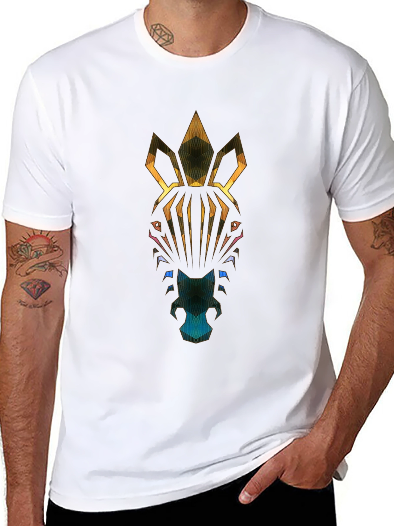Abstract Zebra Graphic T-Shirt - Mens Black Tee