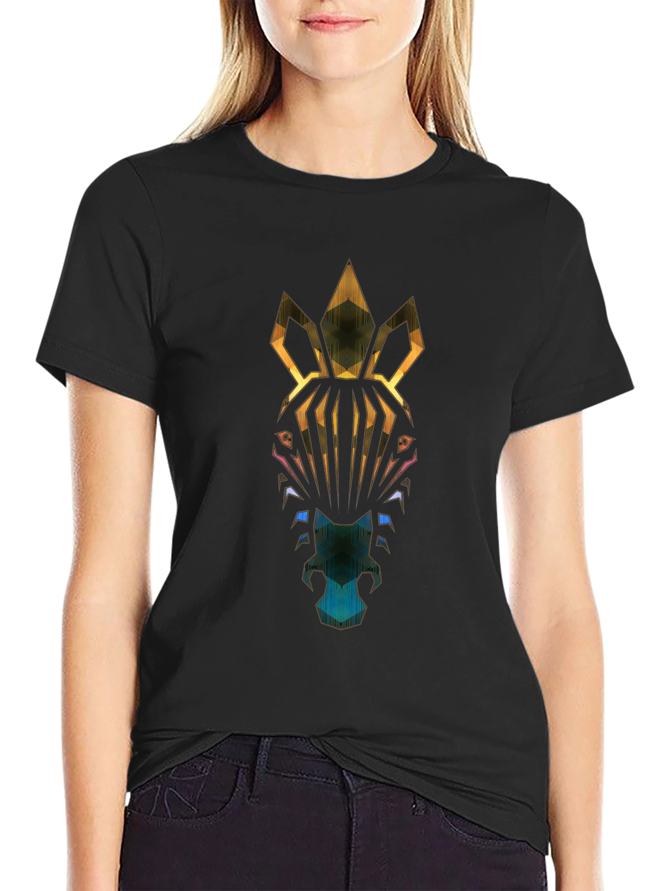 Abstract Zebra Graphic T-Shirt - Mens Black Tee