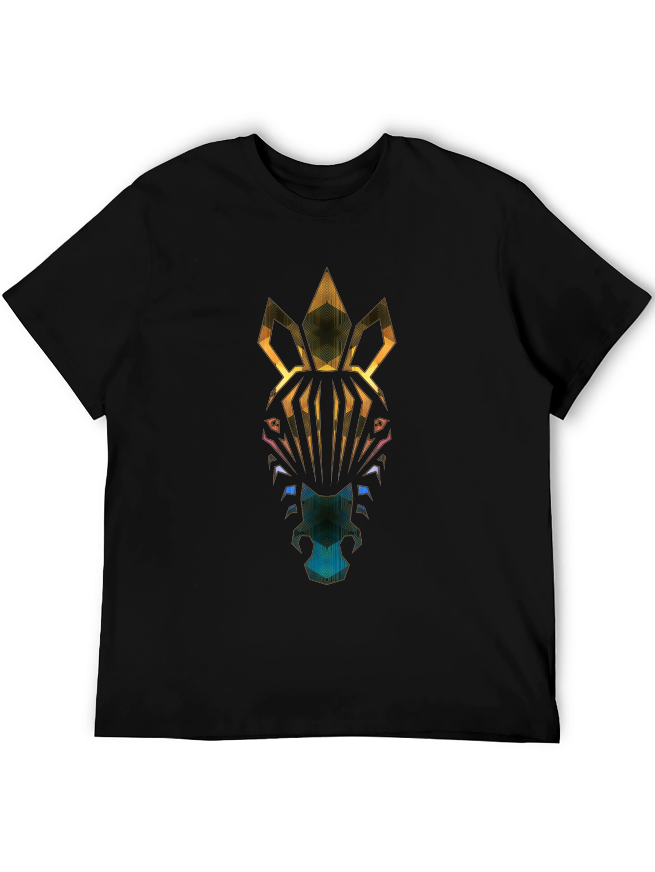 Abstract Zebra Graphic T-Shirt - Mens Black Tee