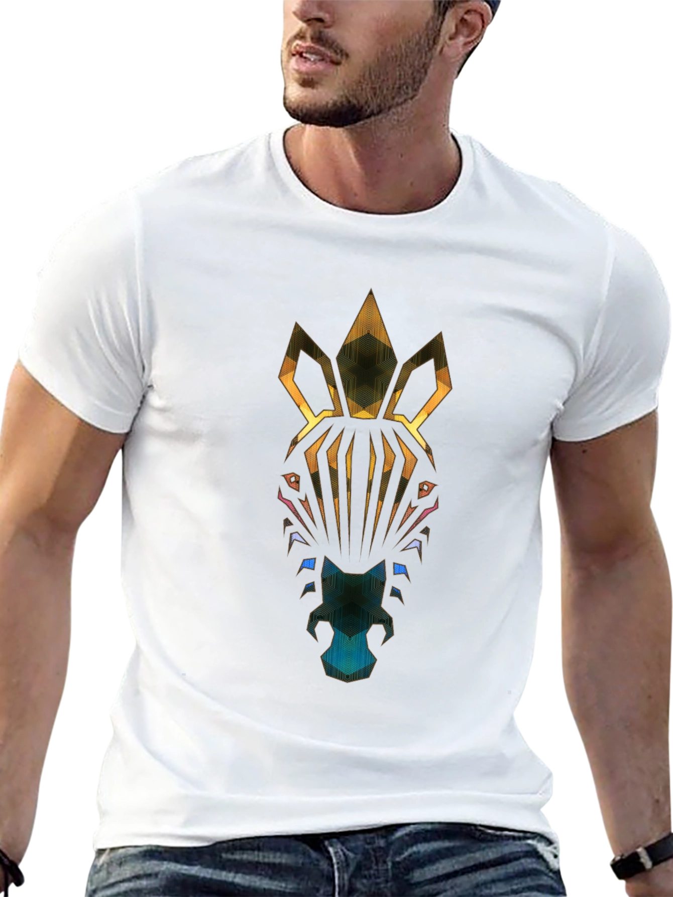 Abstract Zebra Graphic T-Shirt - Mens Black Tee