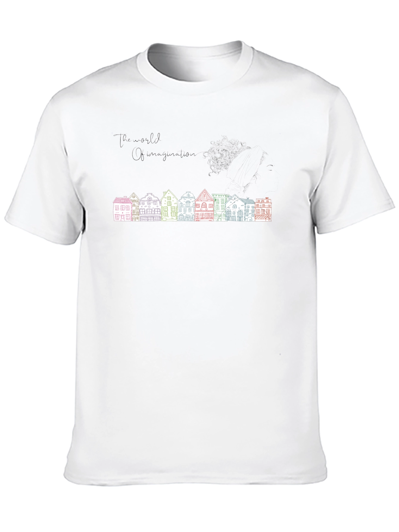 Whimsical Town T-Shirt - Artistic Graphic Tee