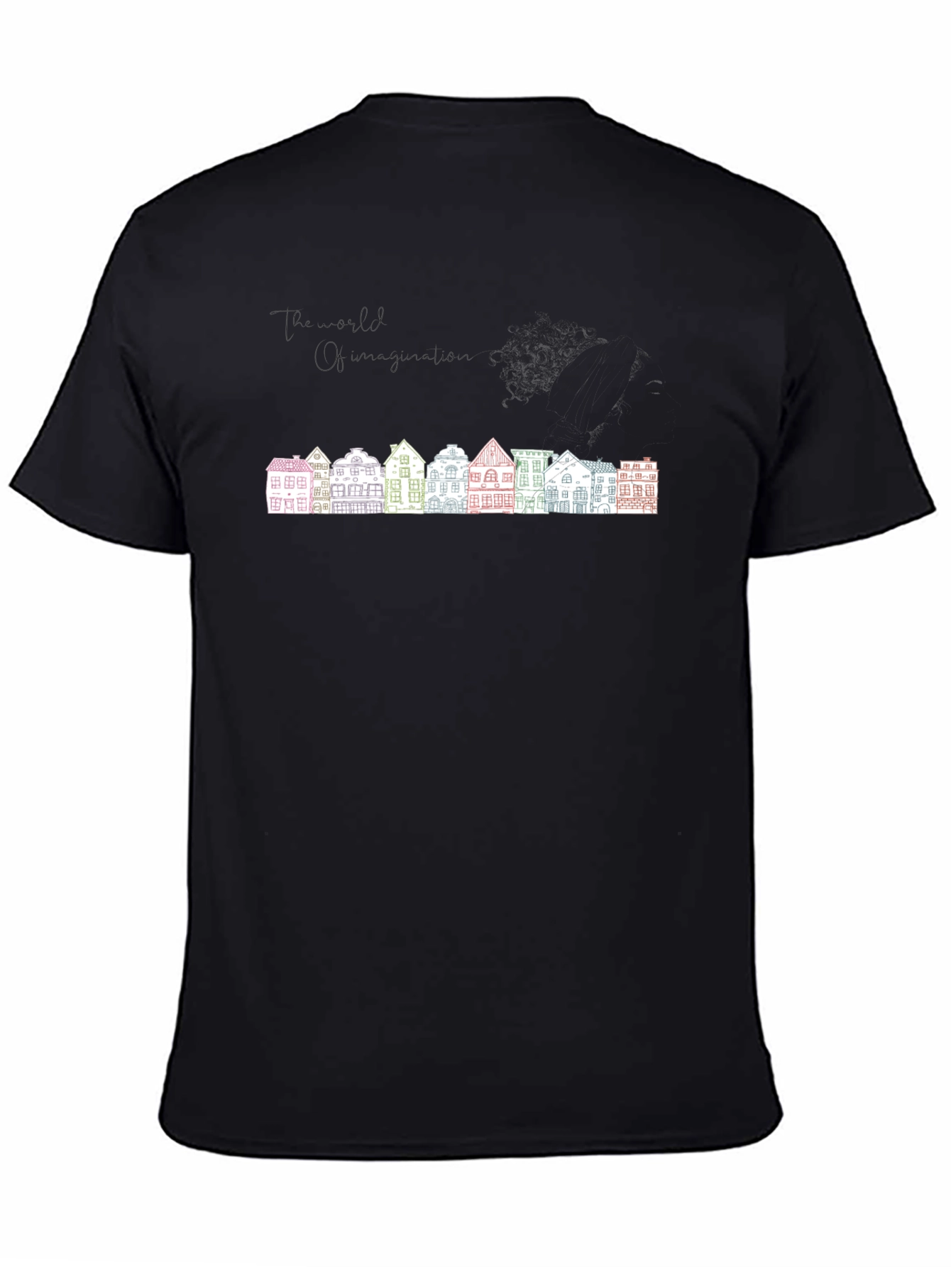Whimsical Town T-Shirt - Artistic Graphic Tee