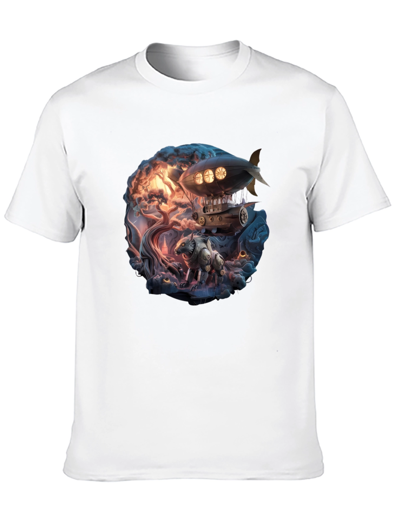 Steampunk Airship Graphic T-Shirt
