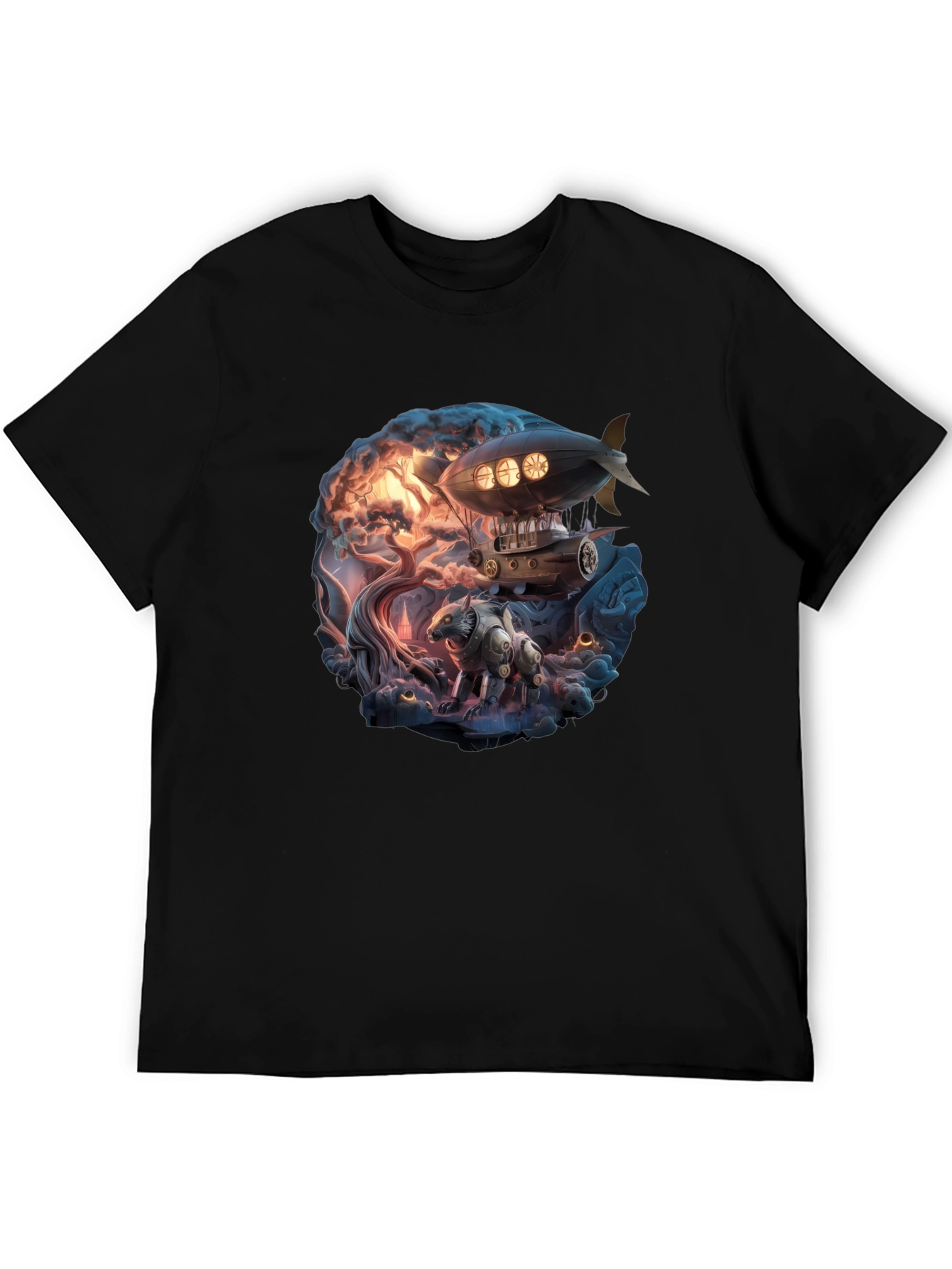 Steampunk Airship Graphic T-Shirt