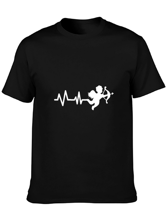Cupid Heartbeat Graphic Tee - Black Cotton