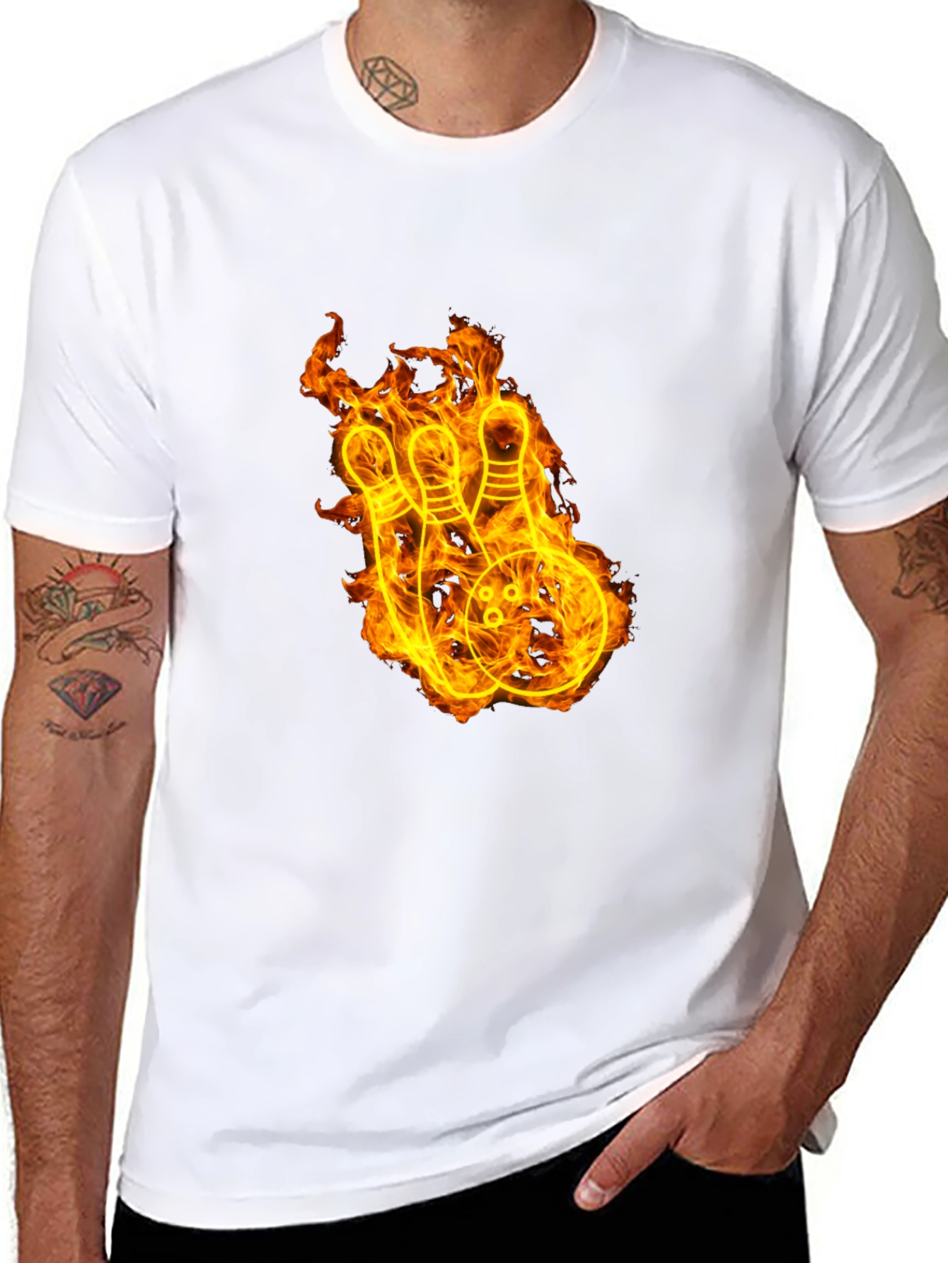 Fiery Bowling Strike Graphic Tee