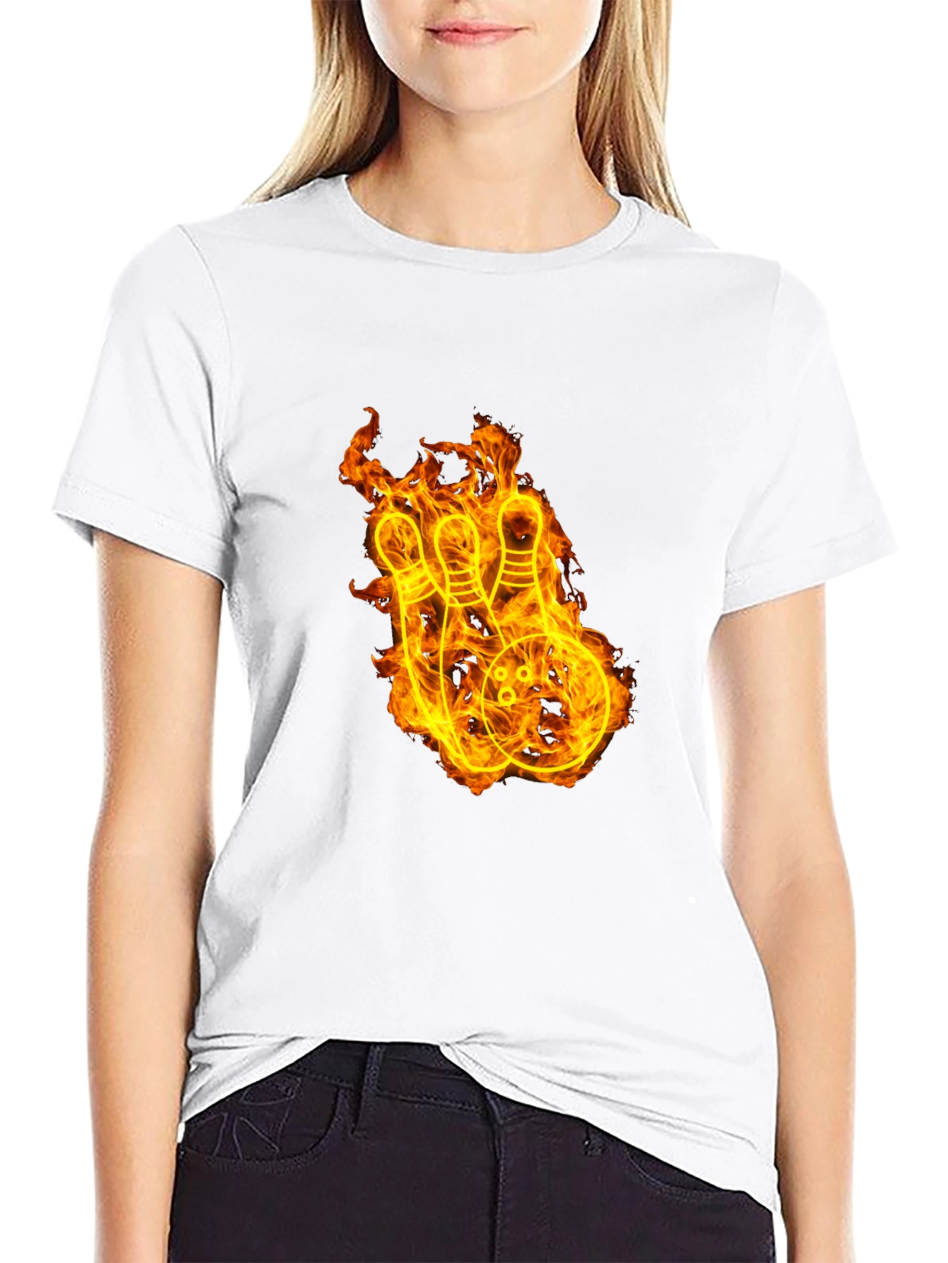 Fiery Bowling Strike Graphic Tee