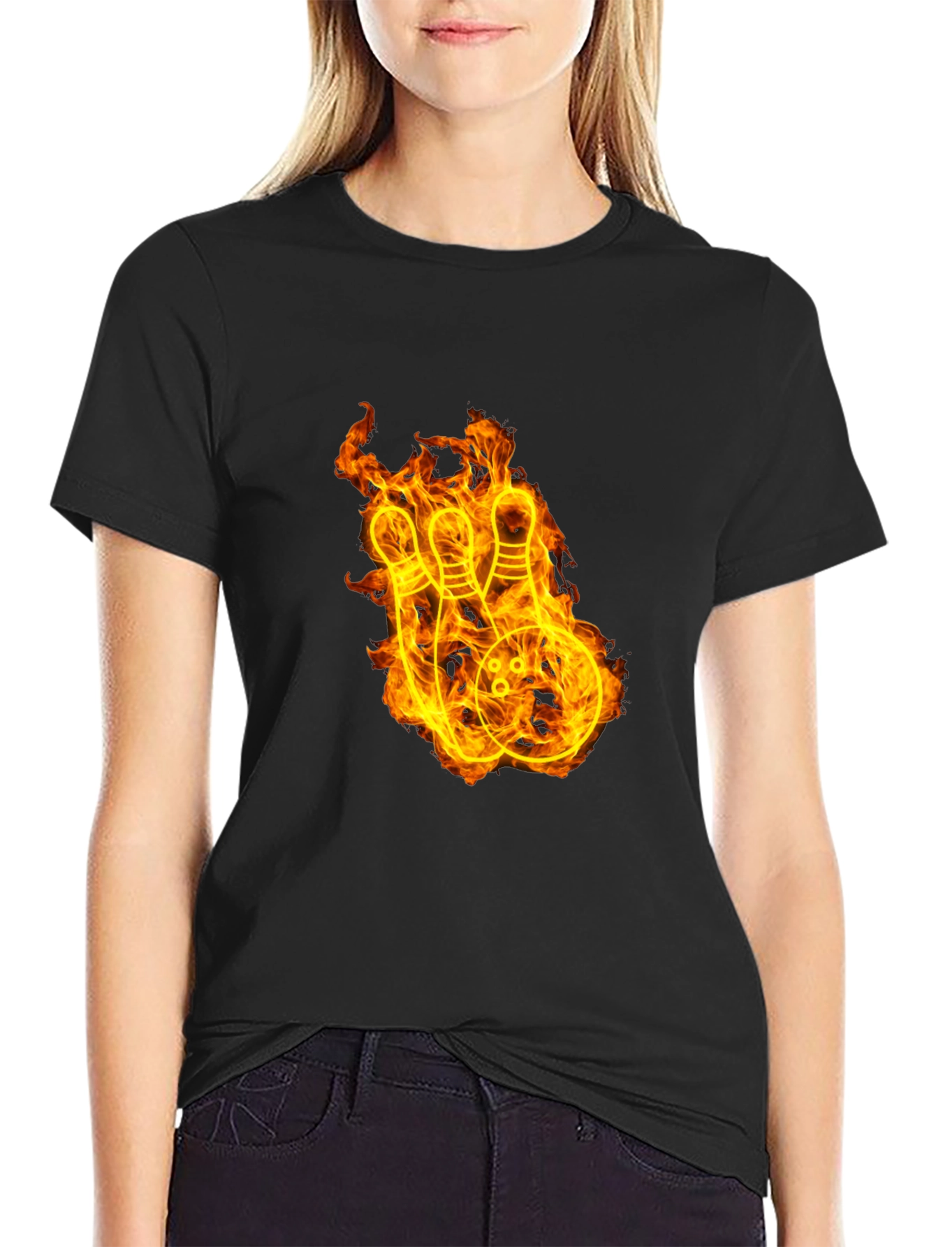 Fiery Bowling Strike Graphic Tee