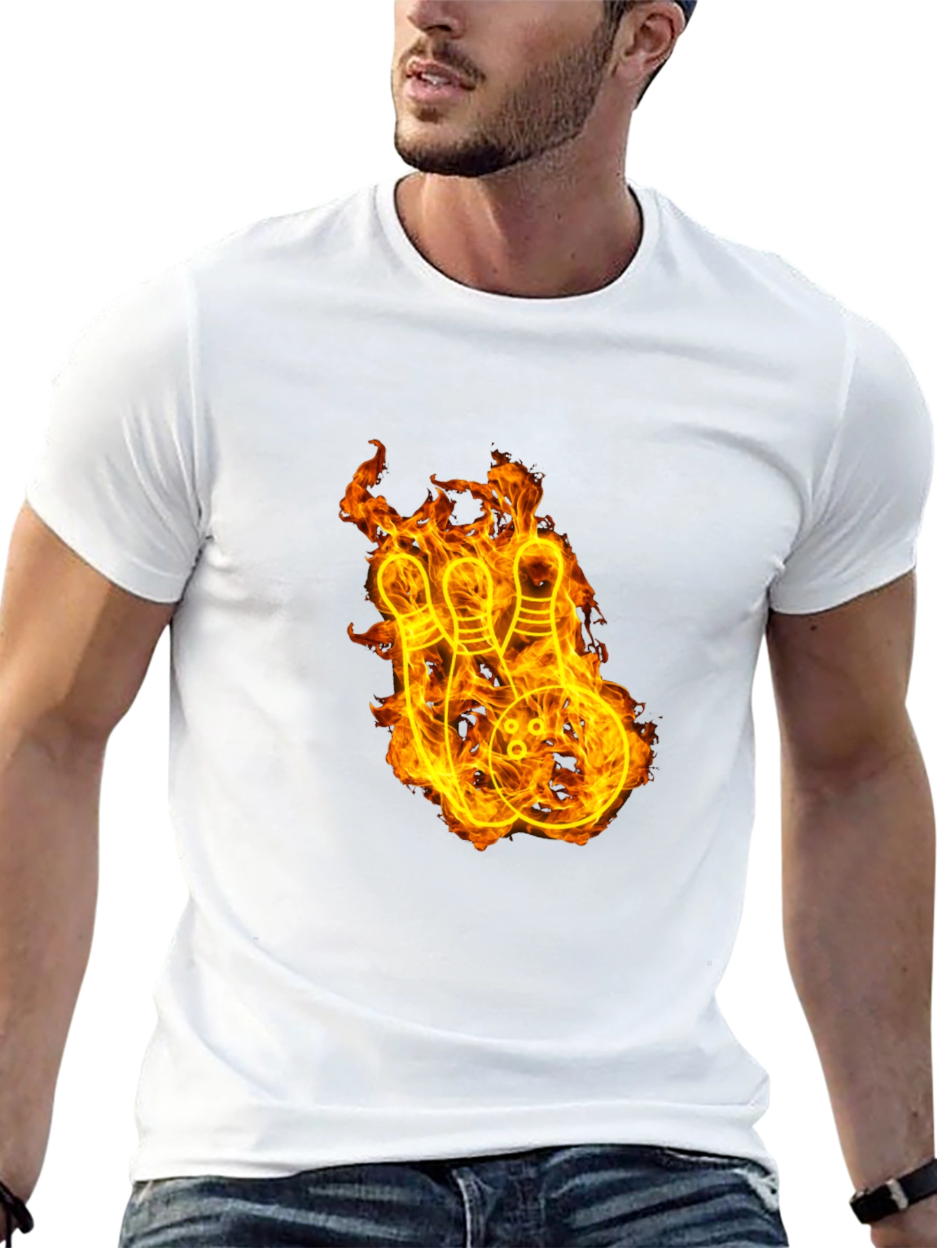 Fiery Bowling Strike Graphic Tee
