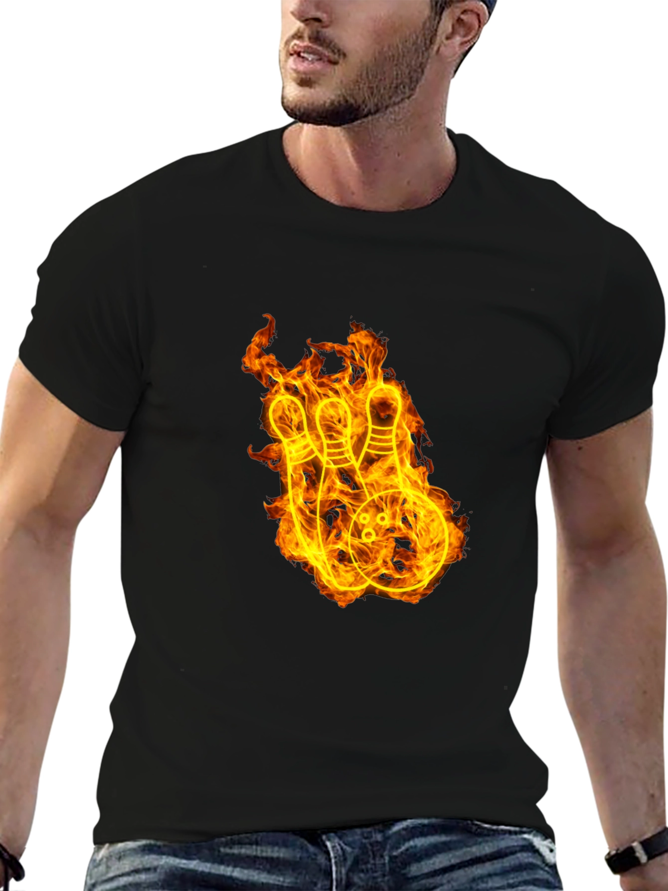Fiery Bowling Strike Graphic Tee