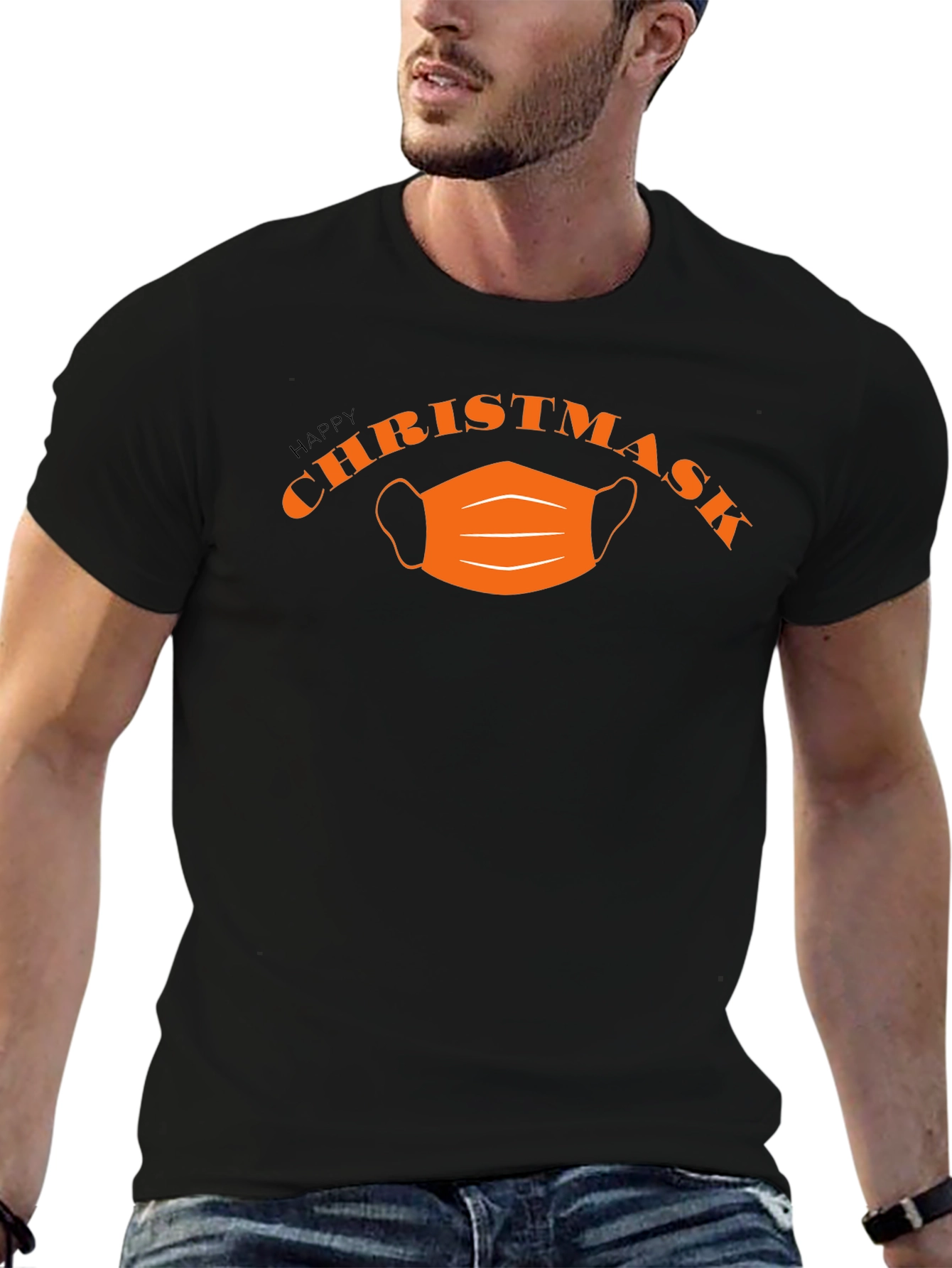 Happy Christmask Black T-Shirt