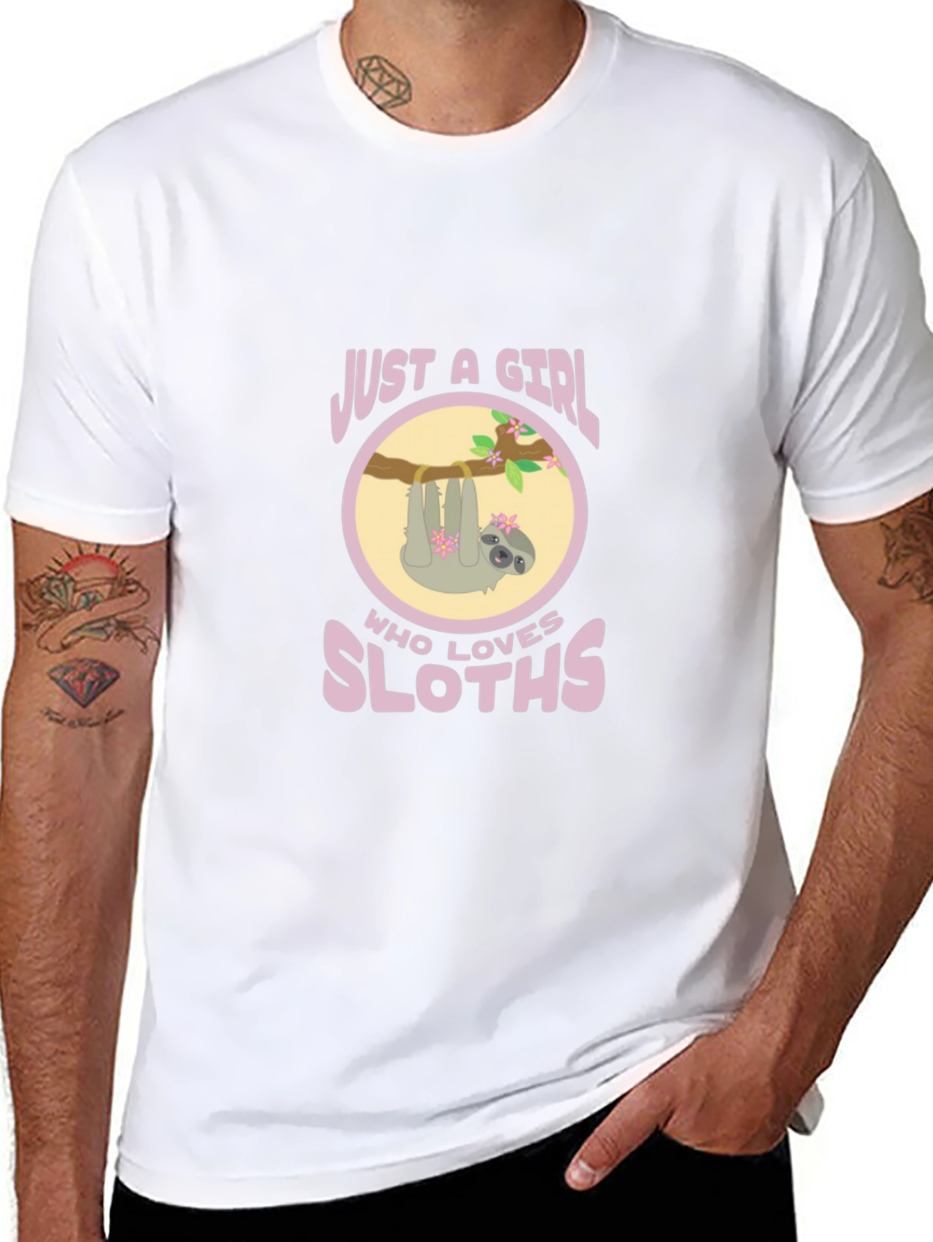 Girl Who Loves Sloths Black Tee