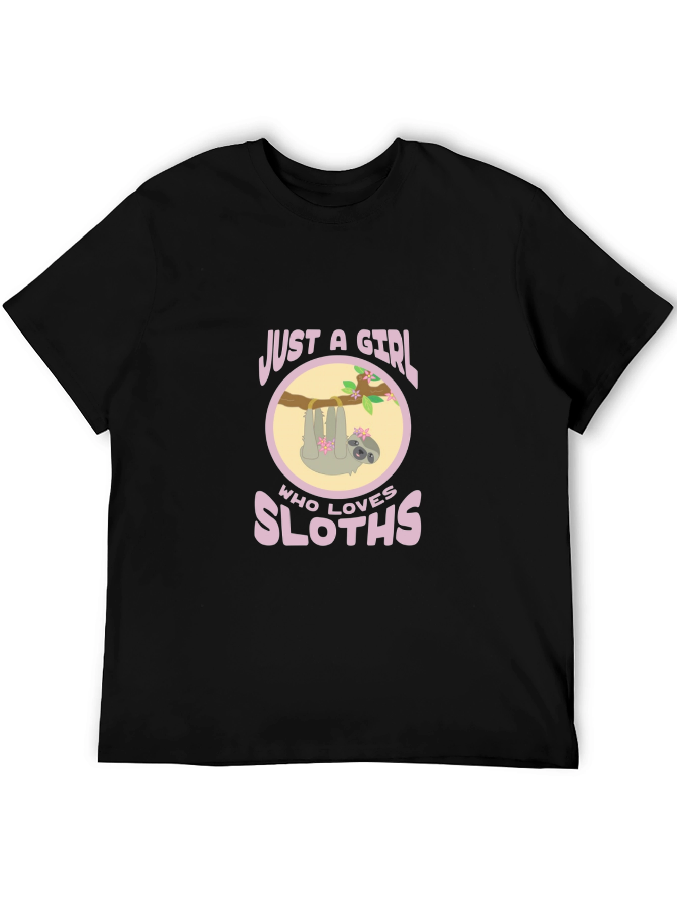 Girl Who Loves Sloths Black Tee