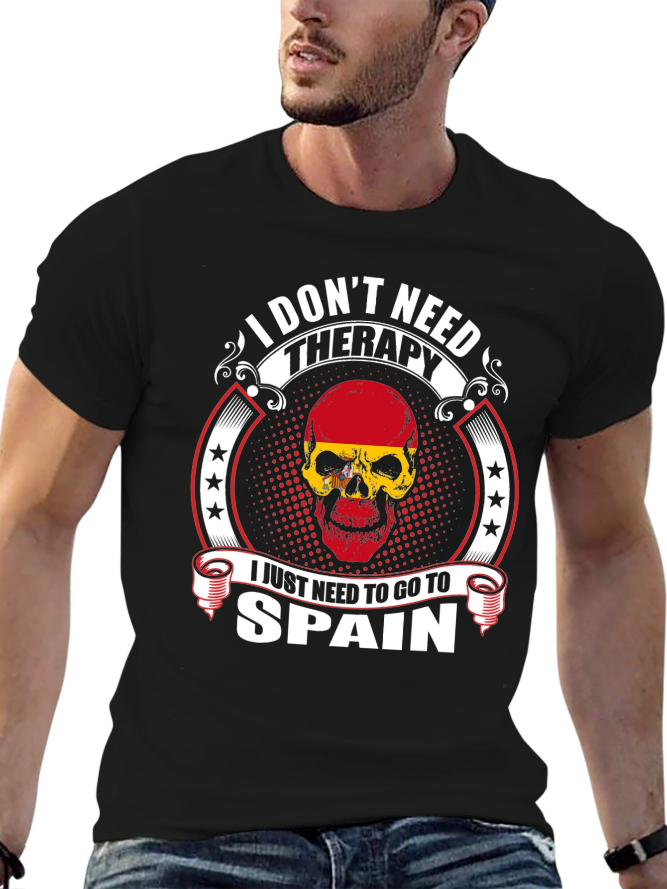 Spain Therapy Skull Graphic T-Shirt
