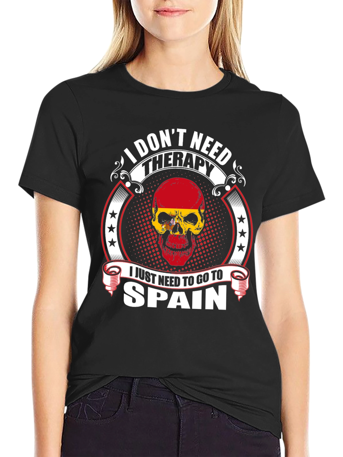 Spain Therapy Skull Graphic T-Shirt