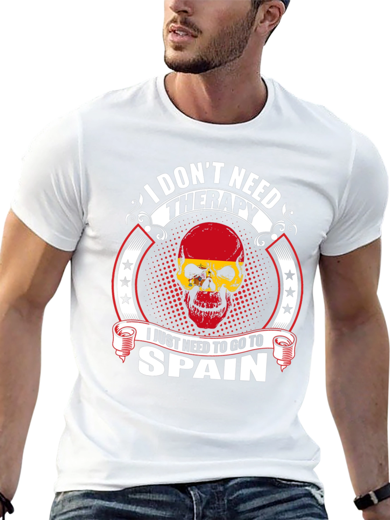 Spain Therapy Skull Graphic T-Shirt