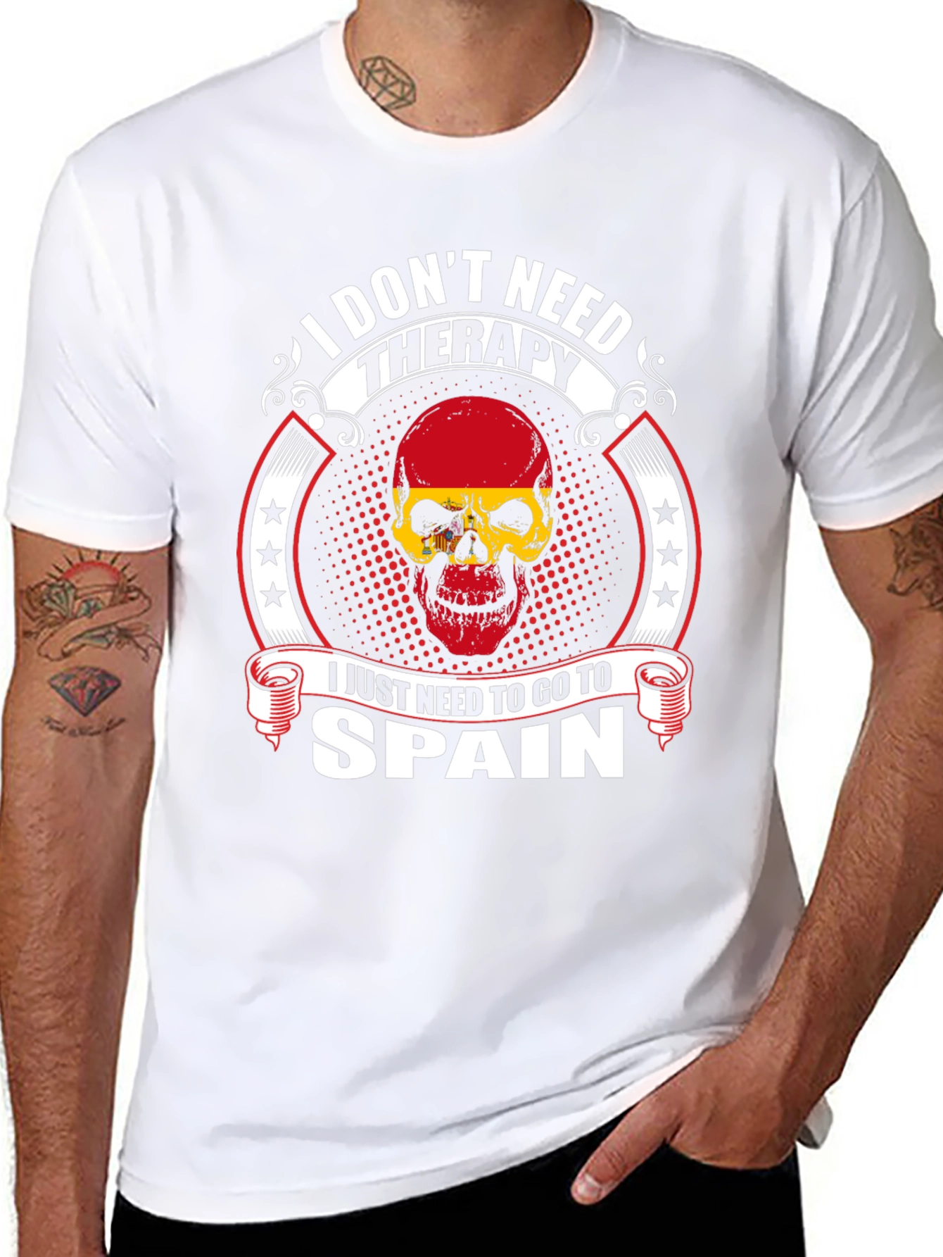 Spain Therapy Skull Graphic T-Shirt