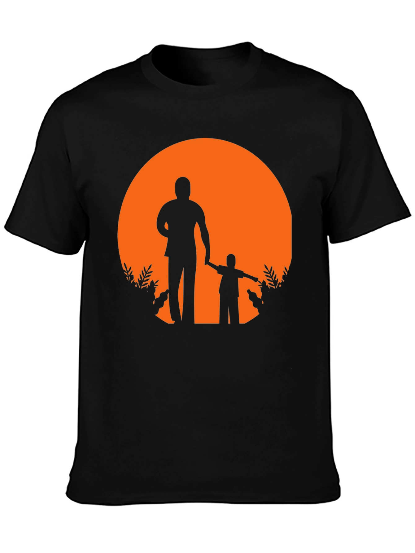 Father and Son Silhouette Graphic Tee - Black