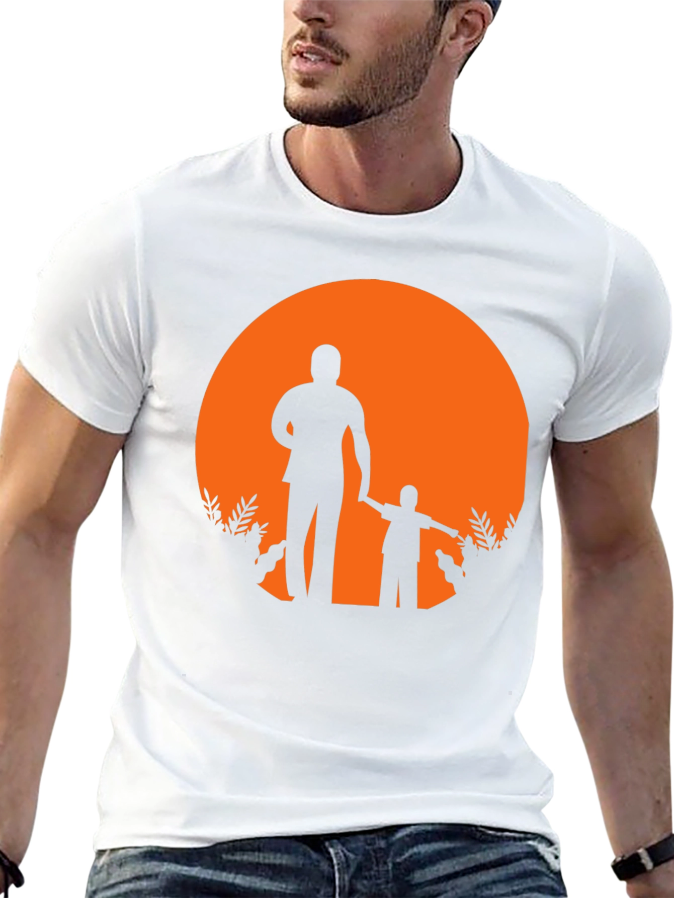 Father and Son Silhouette Graphic Tee - Black