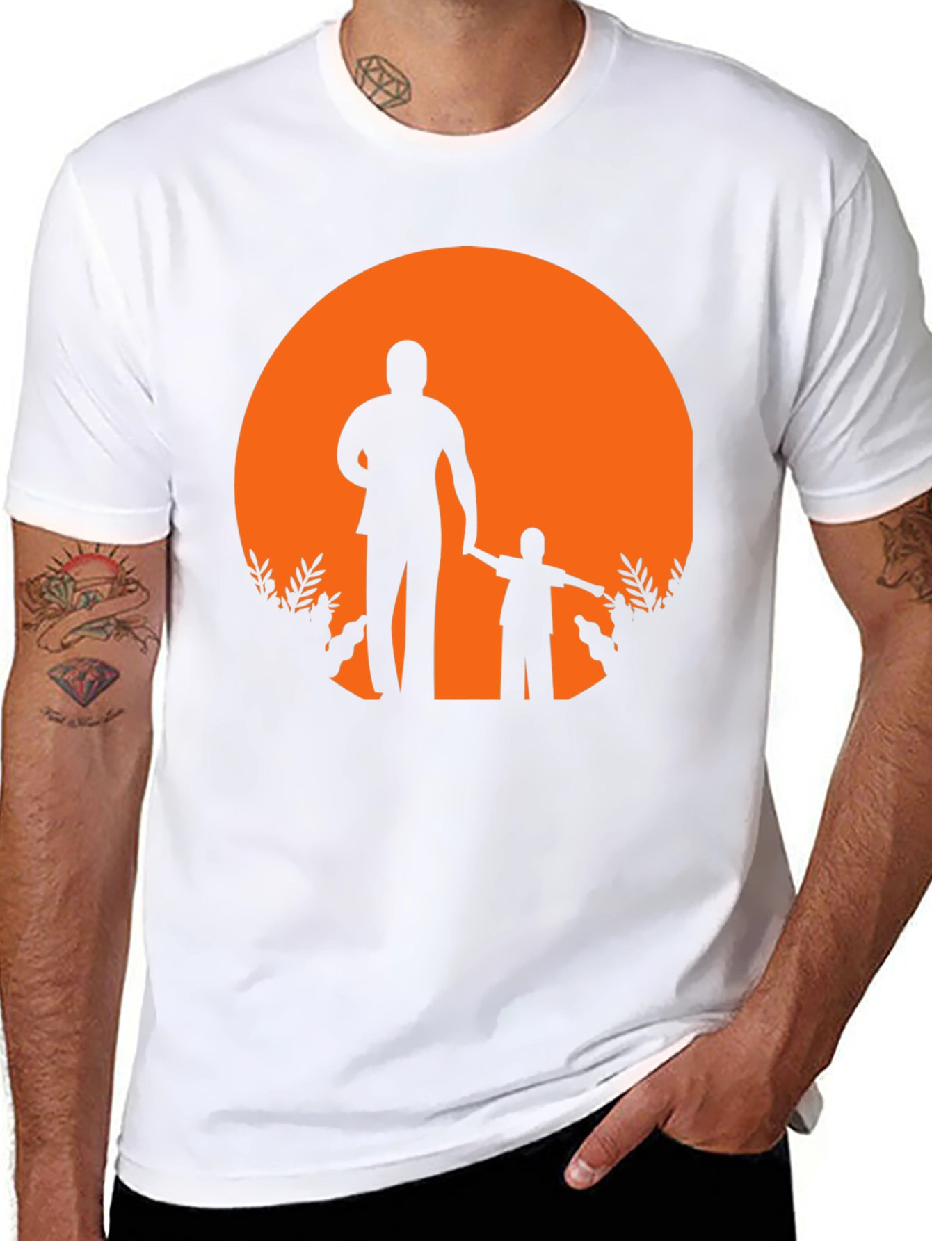 Father and Son Silhouette Graphic Tee - Black
