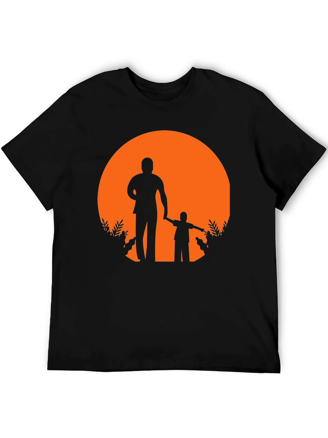 Father and Son Silhouette Graphic Tee - Black