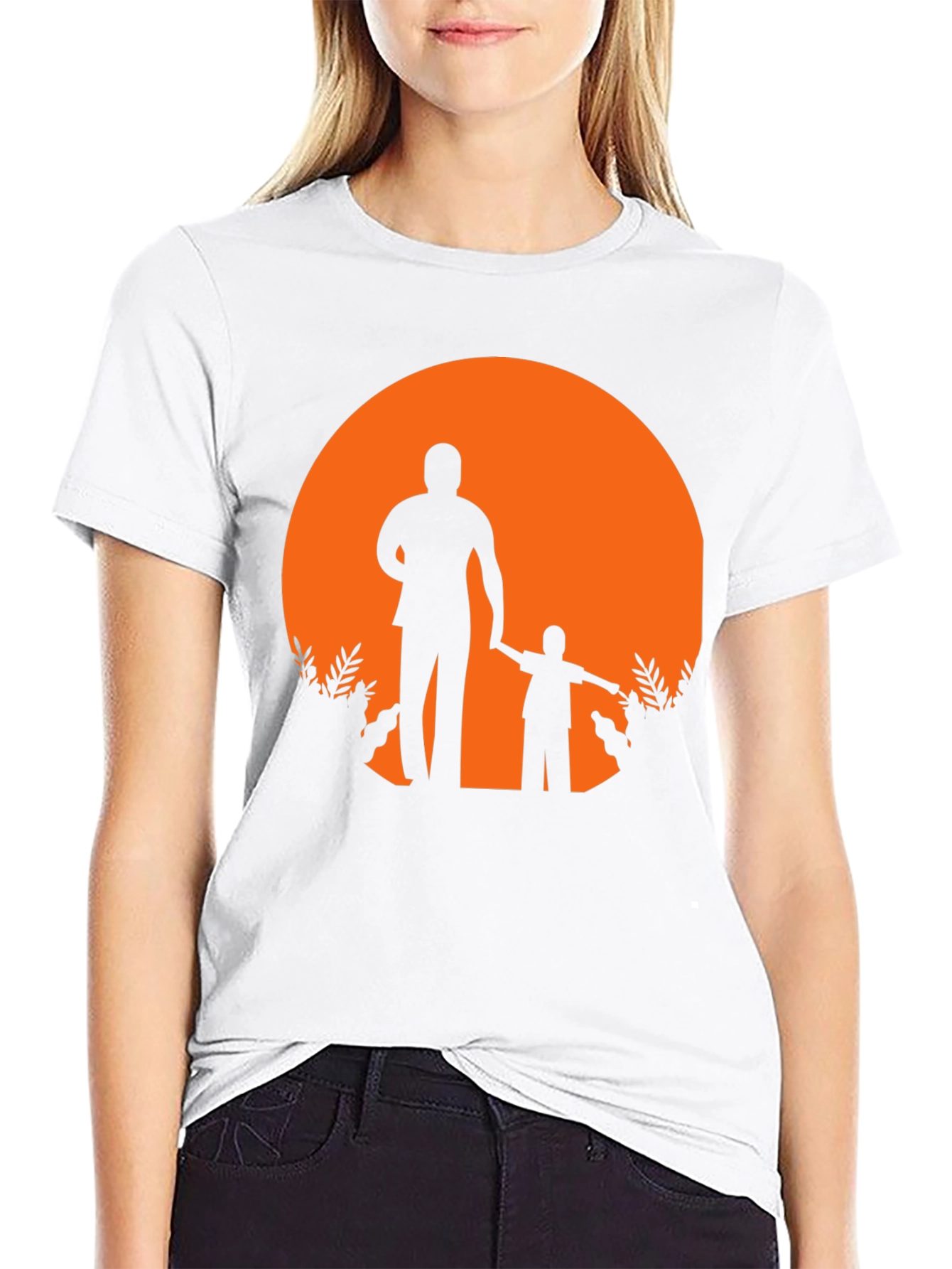 Father and Son Silhouette Graphic Tee - Black