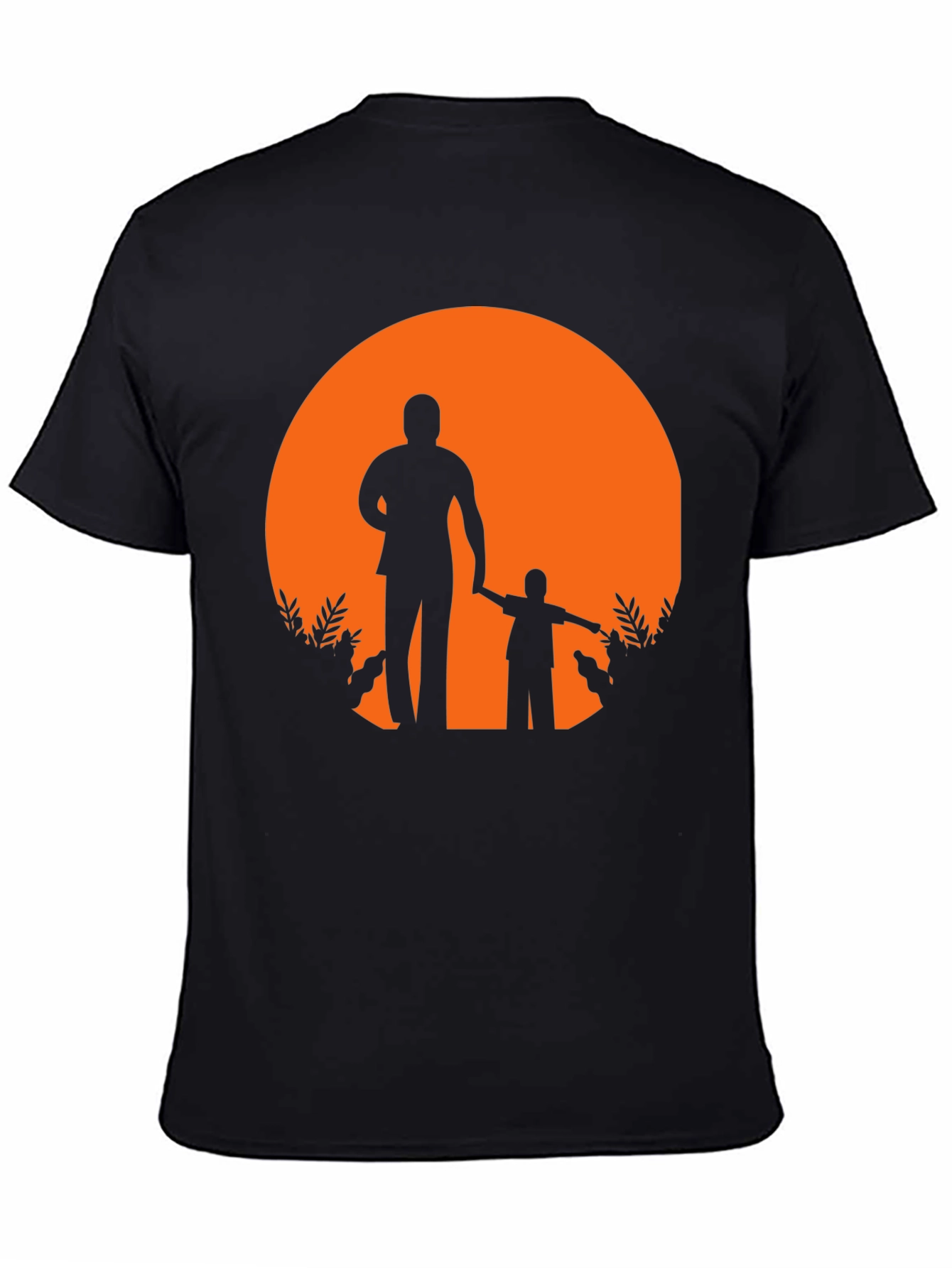 Father and Son Silhouette Graphic Tee - Black