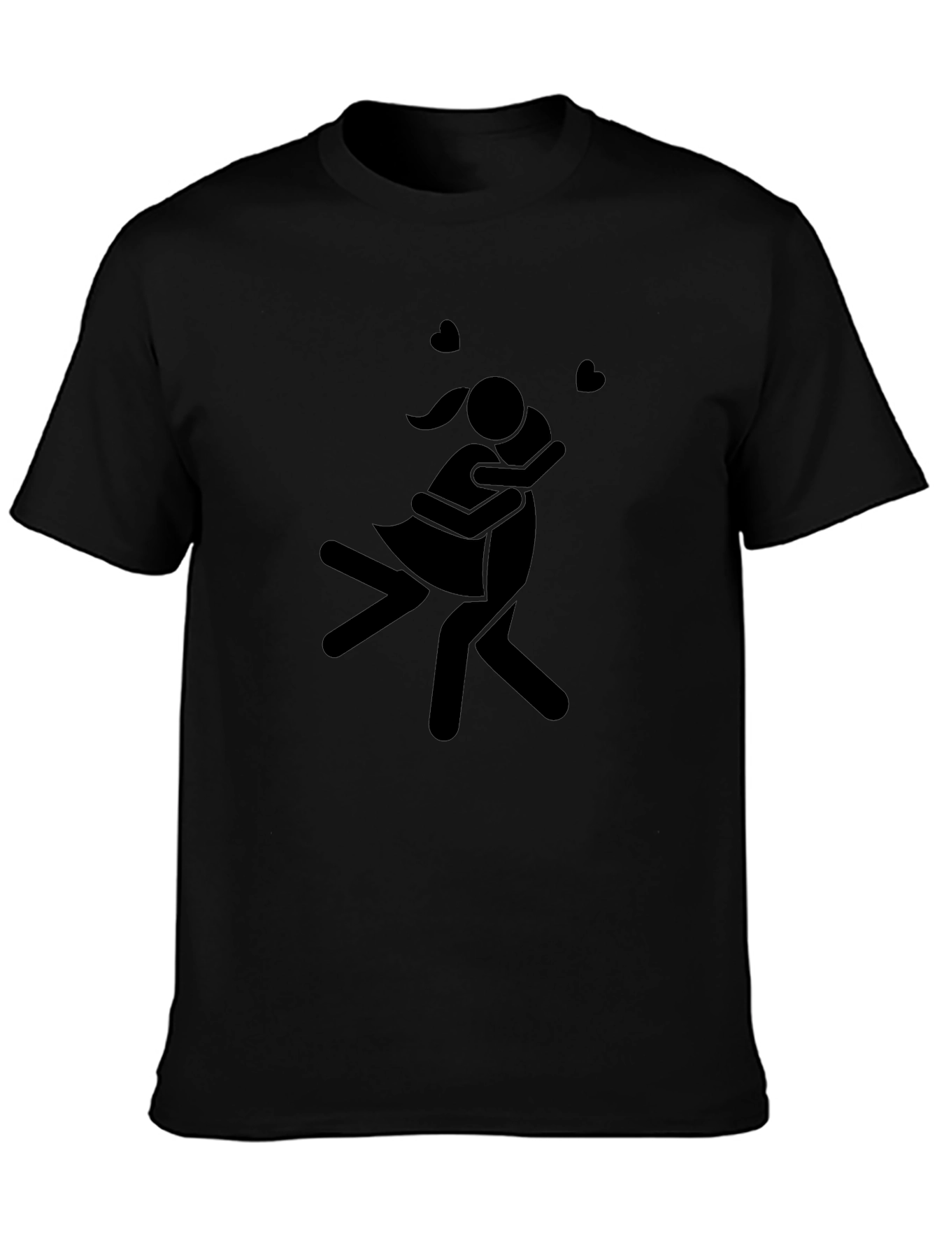 Couple Hugging Graphic Tee - Black Shirt