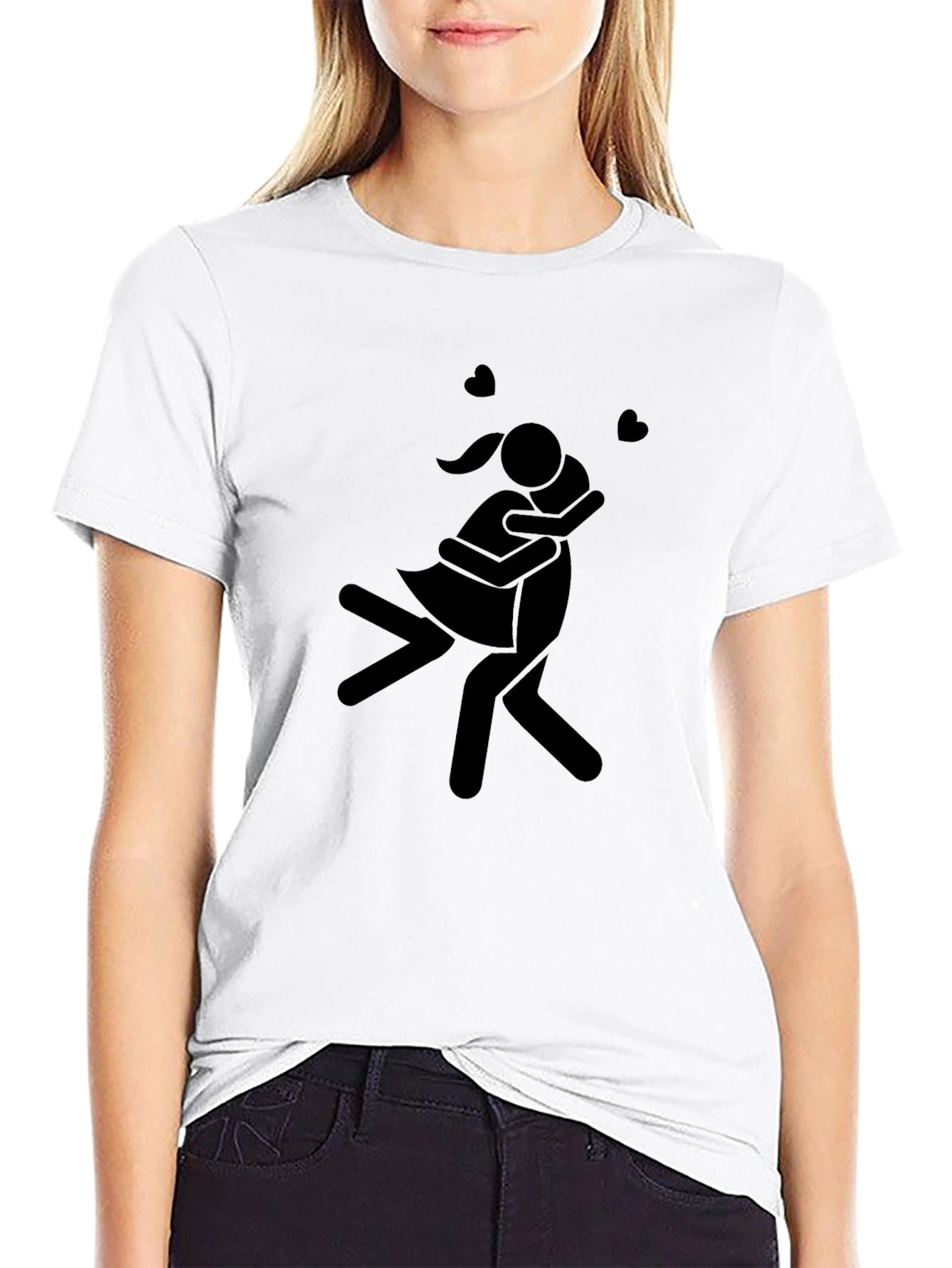 Couple Hugging Graphic Tee - Black Shirt
