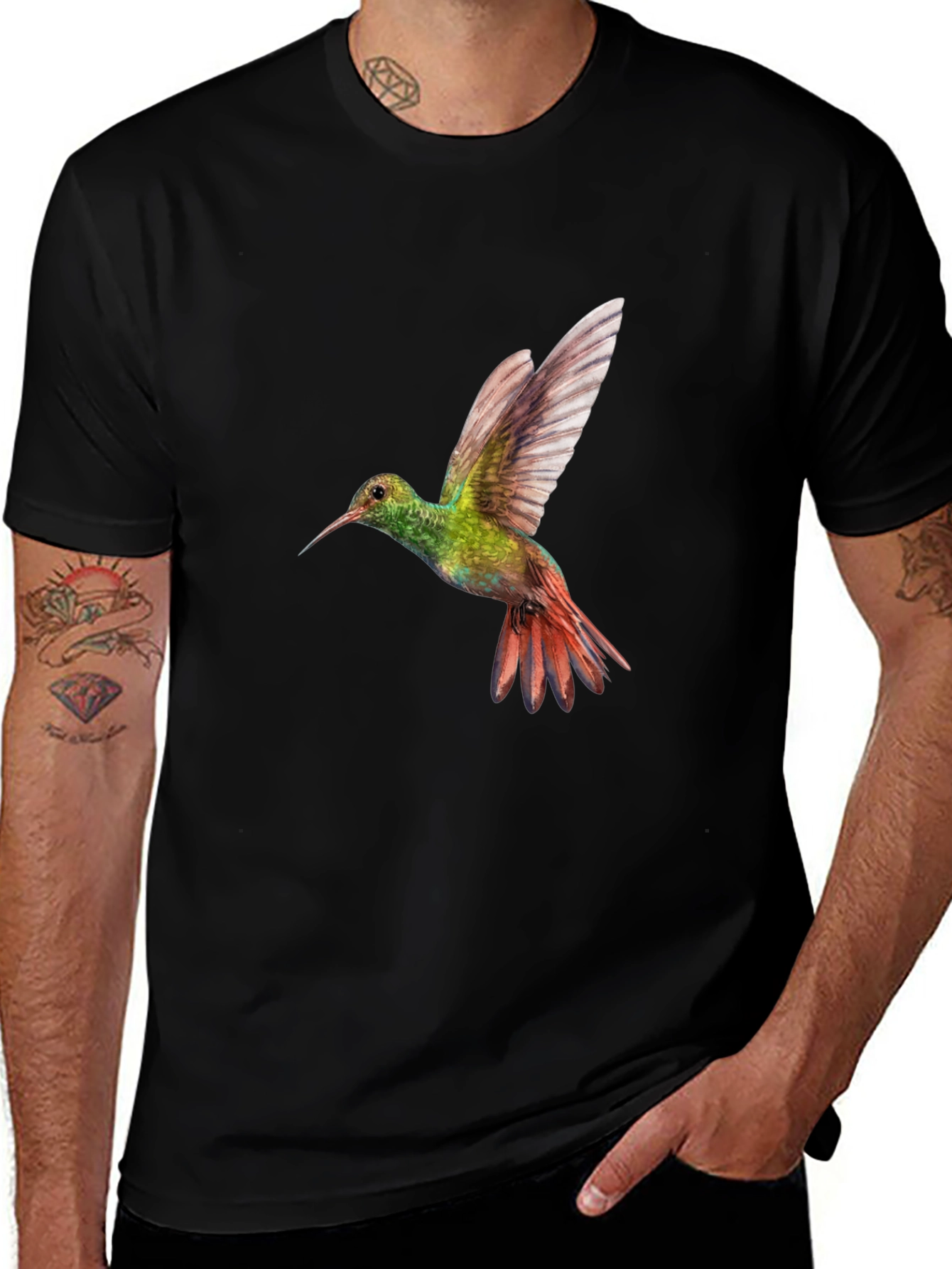 Hummingbird Graphic Black T-Shirt