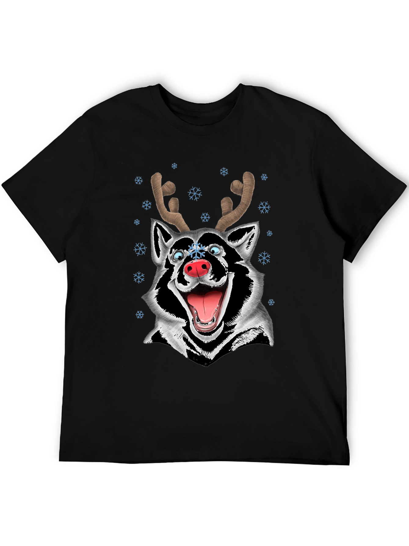 Funny Husky Reindeer Christmas T-Shirt