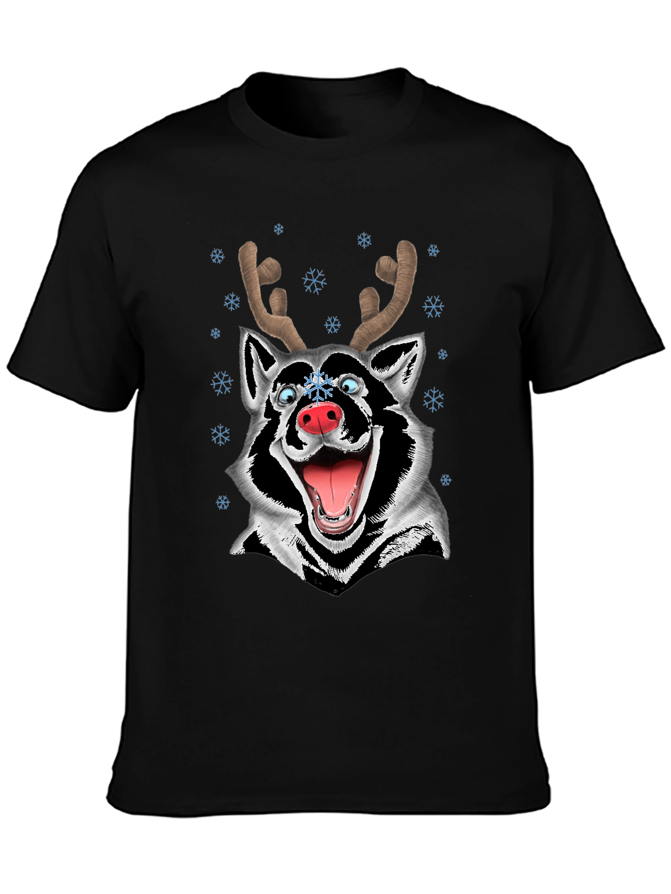 Funny Husky Reindeer Christmas T-Shirt
