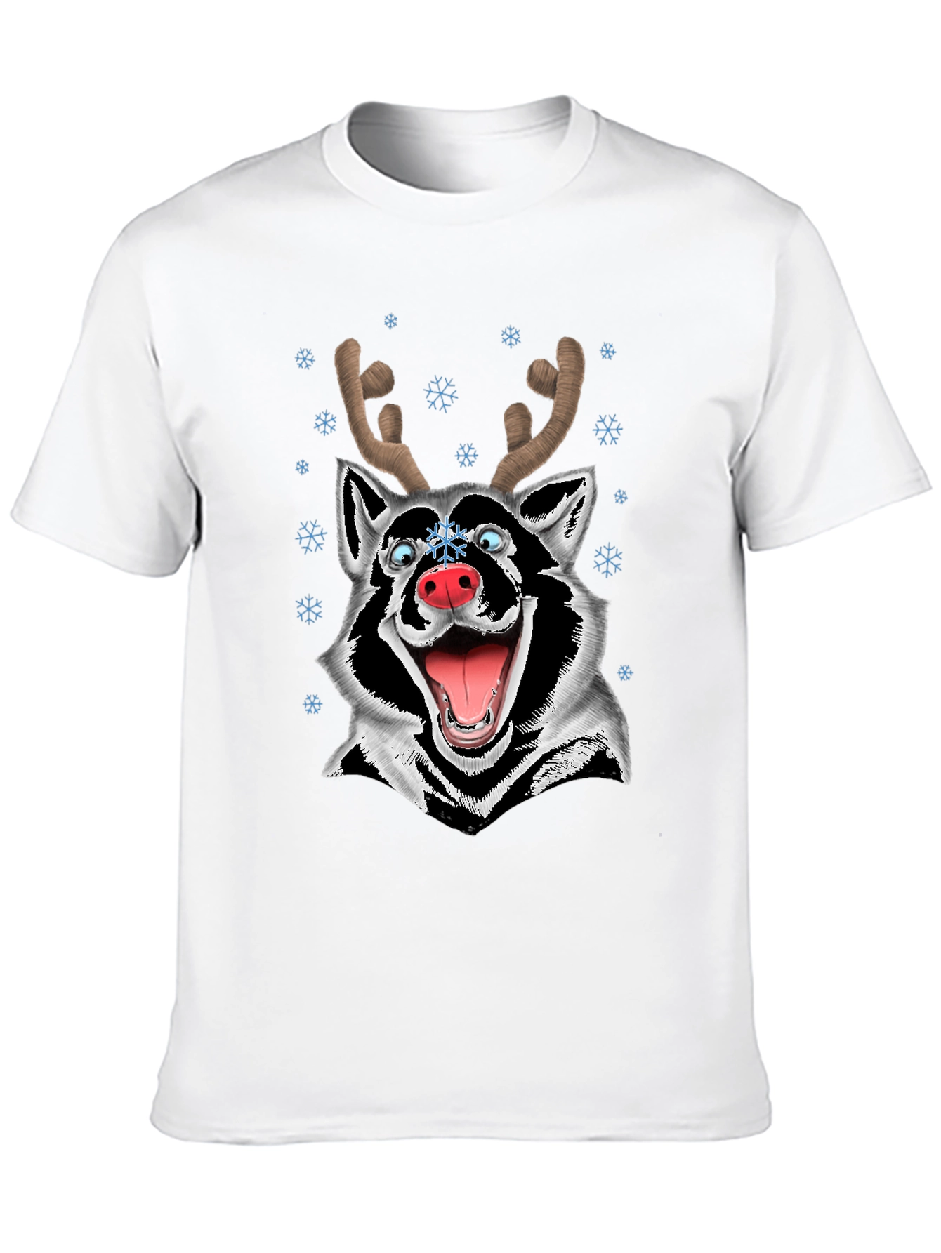 Funny Husky Reindeer Christmas T-Shirt