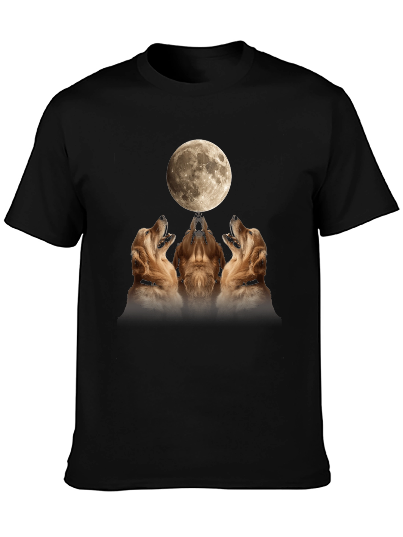 Golden Retriever Moon Howl Graphic T-Shirt
