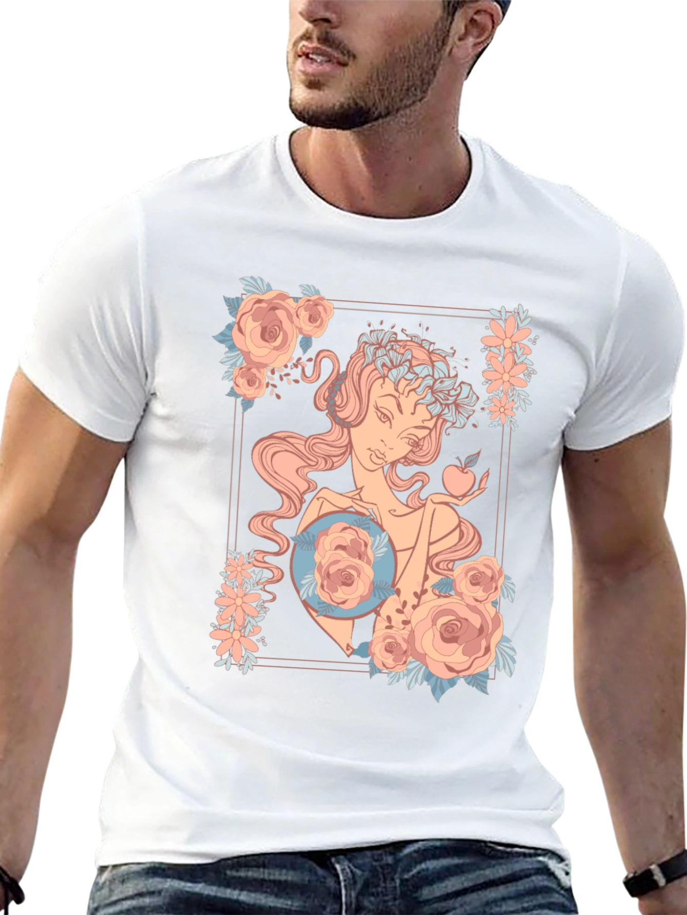 Floral Goddess Graphic Black T-Shirt