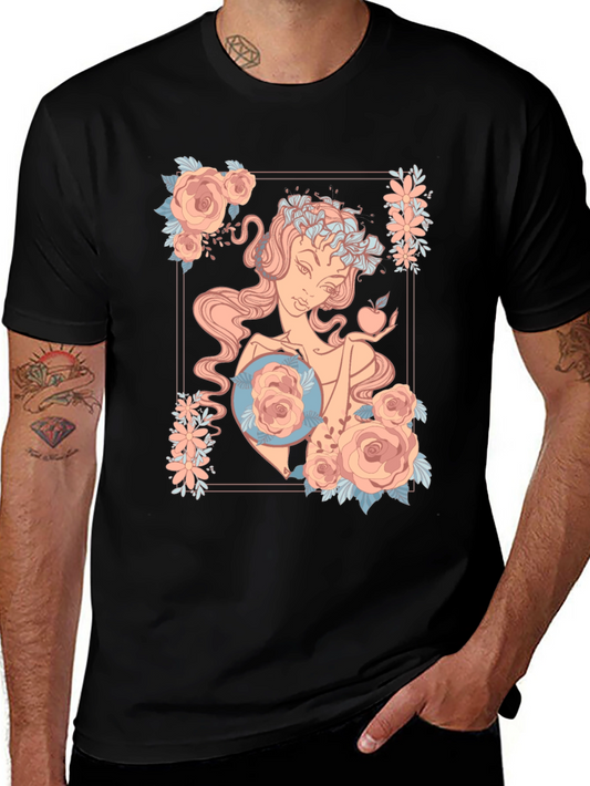Floral Goddess Graphic Black T-Shirt
