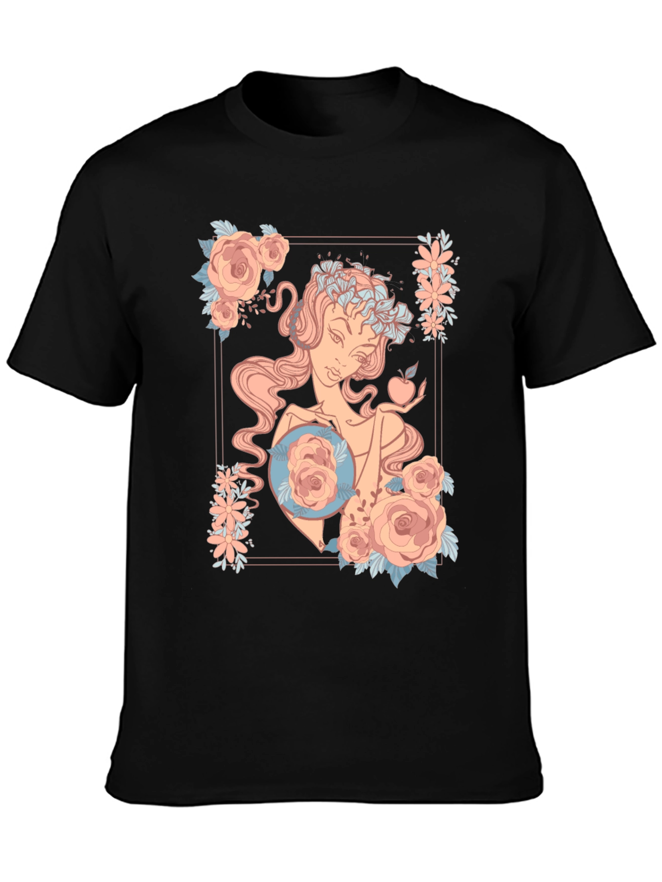 Floral Goddess Graphic Black T-Shirt