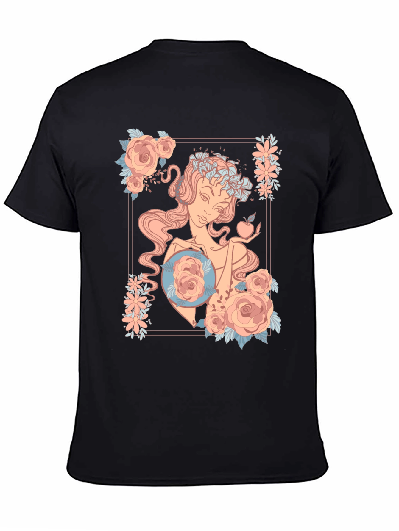 Floral Goddess Graphic Black T-Shirt