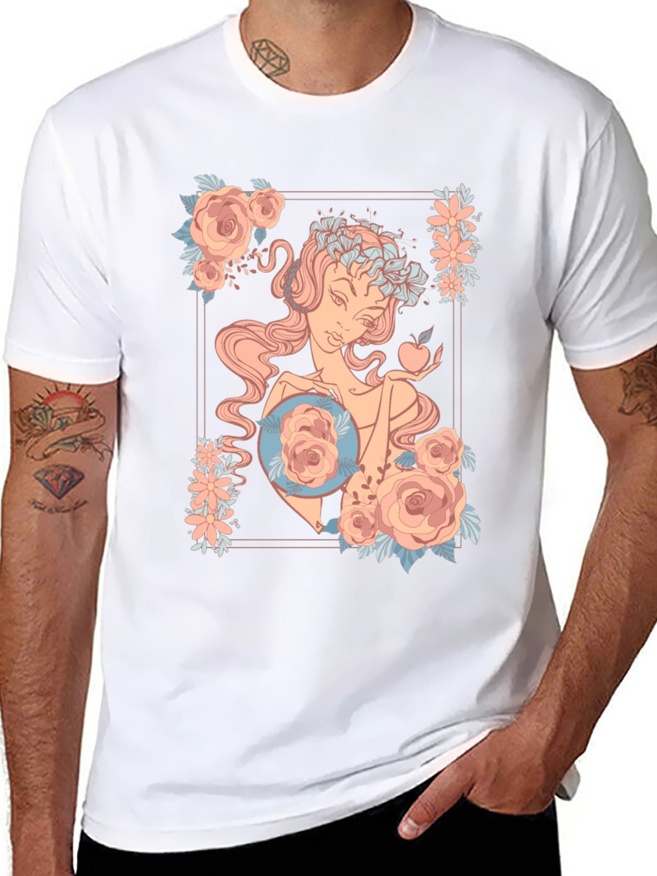 Floral Goddess Graphic Black T-Shirt