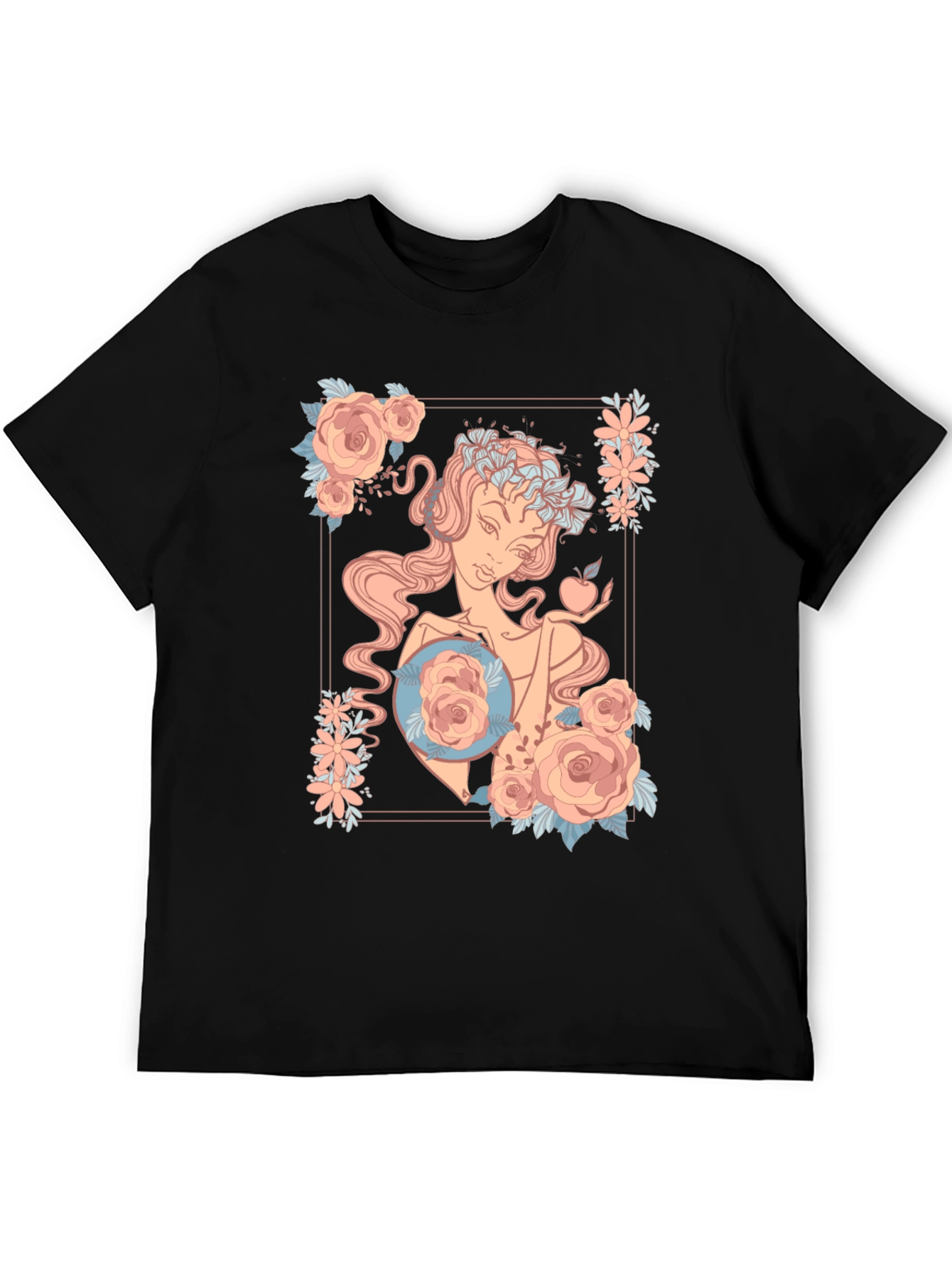 Floral Goddess Graphic Black T-Shirt
