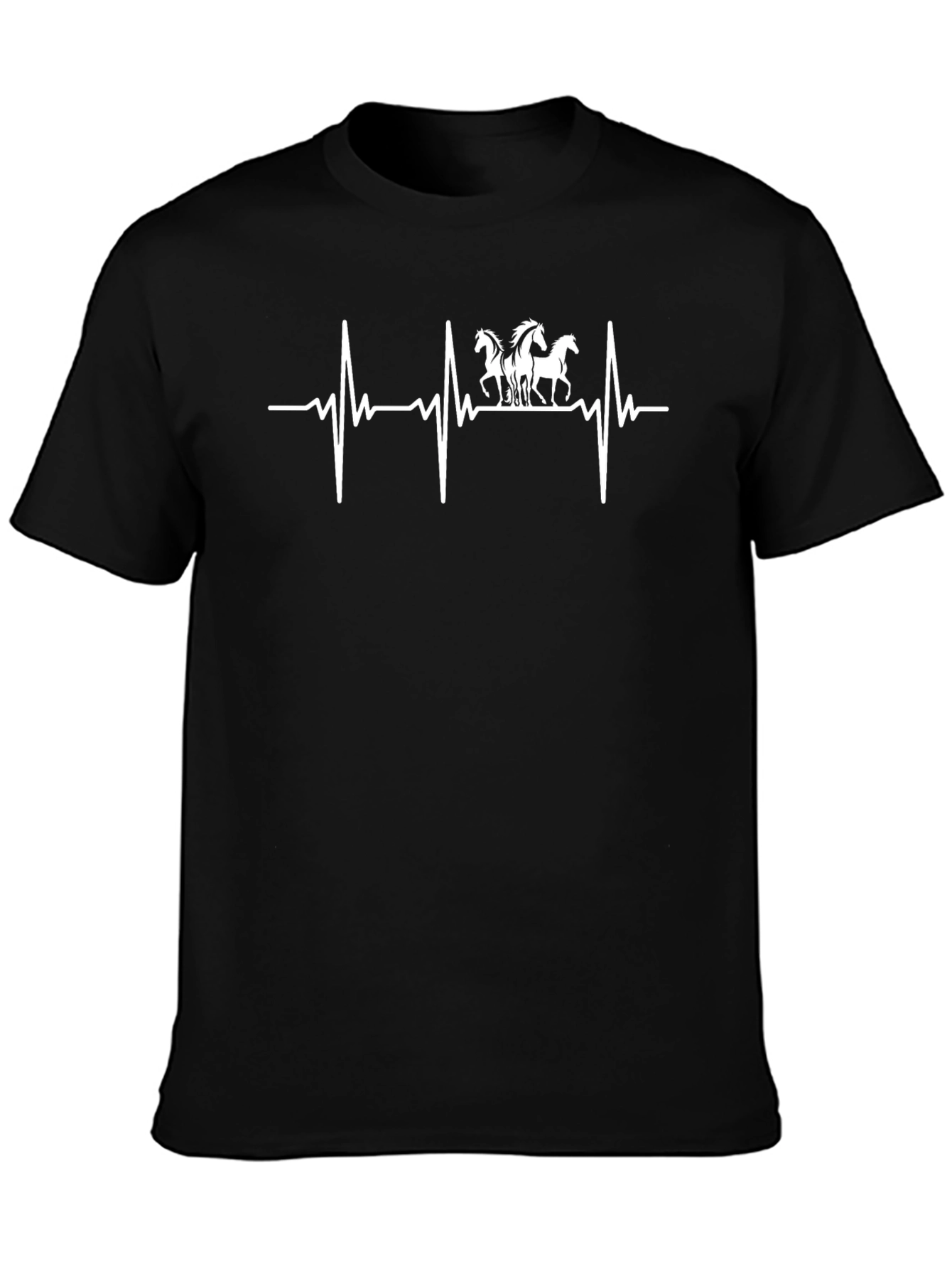 Horse Lover Heartbeat T-Shirt - Black