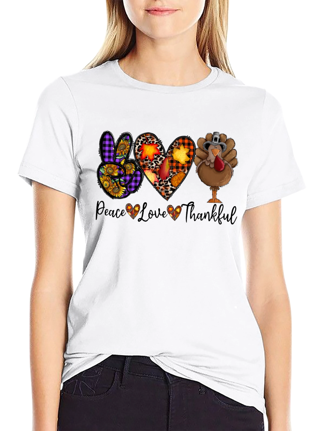 Peace Love Thankful Thanksgiving T-Shirt